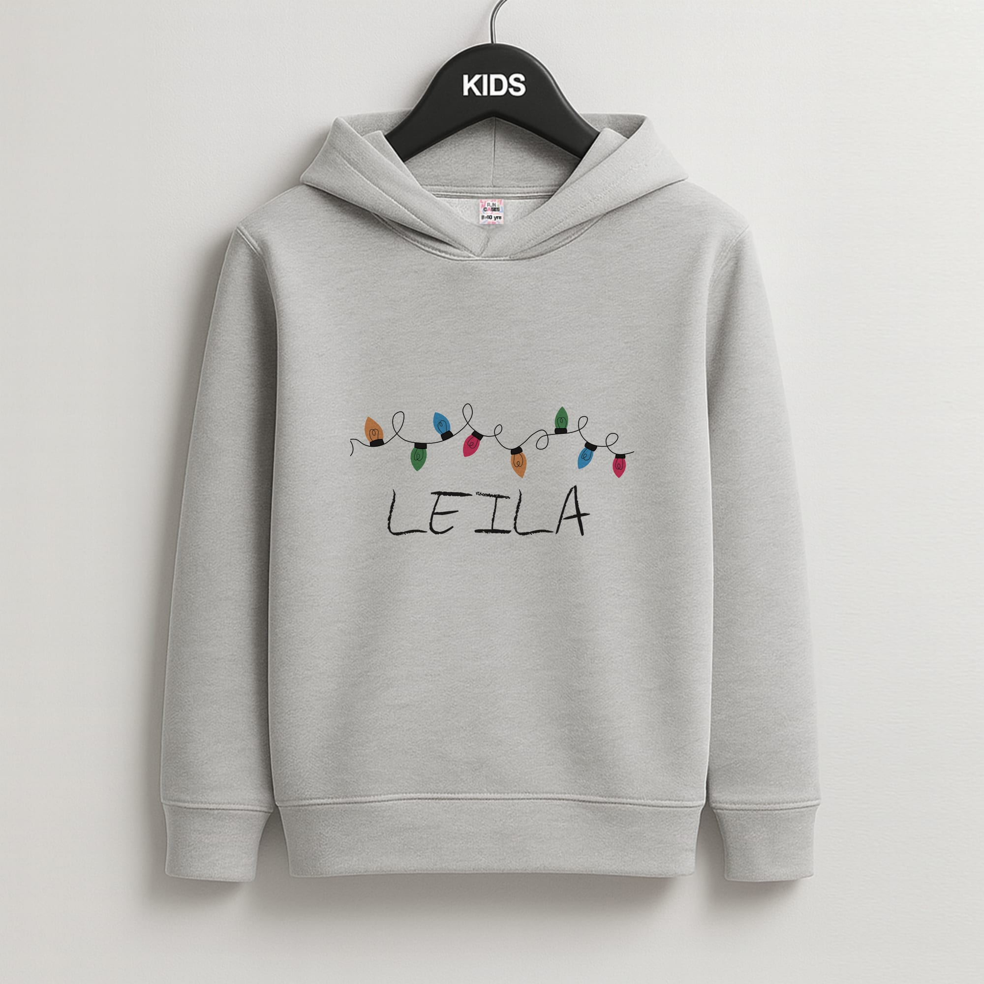 Fairy Lights - Personalised Stranger Kids Grey Hoodie
