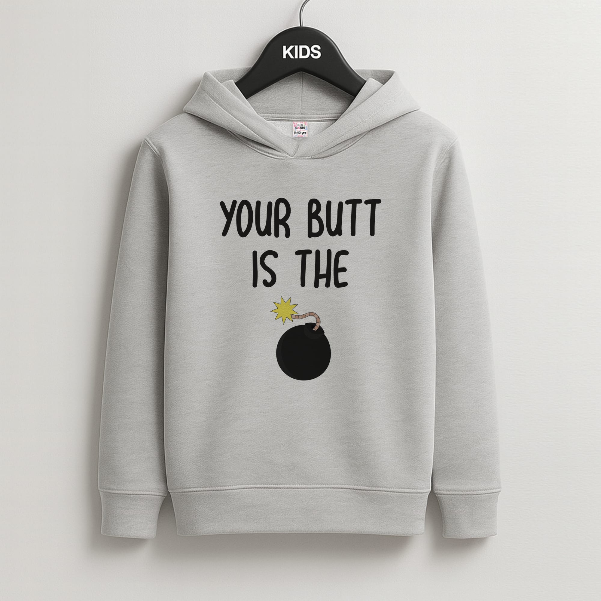 Your Butt Is The Bomb - B99 Kids Grey Hoodie