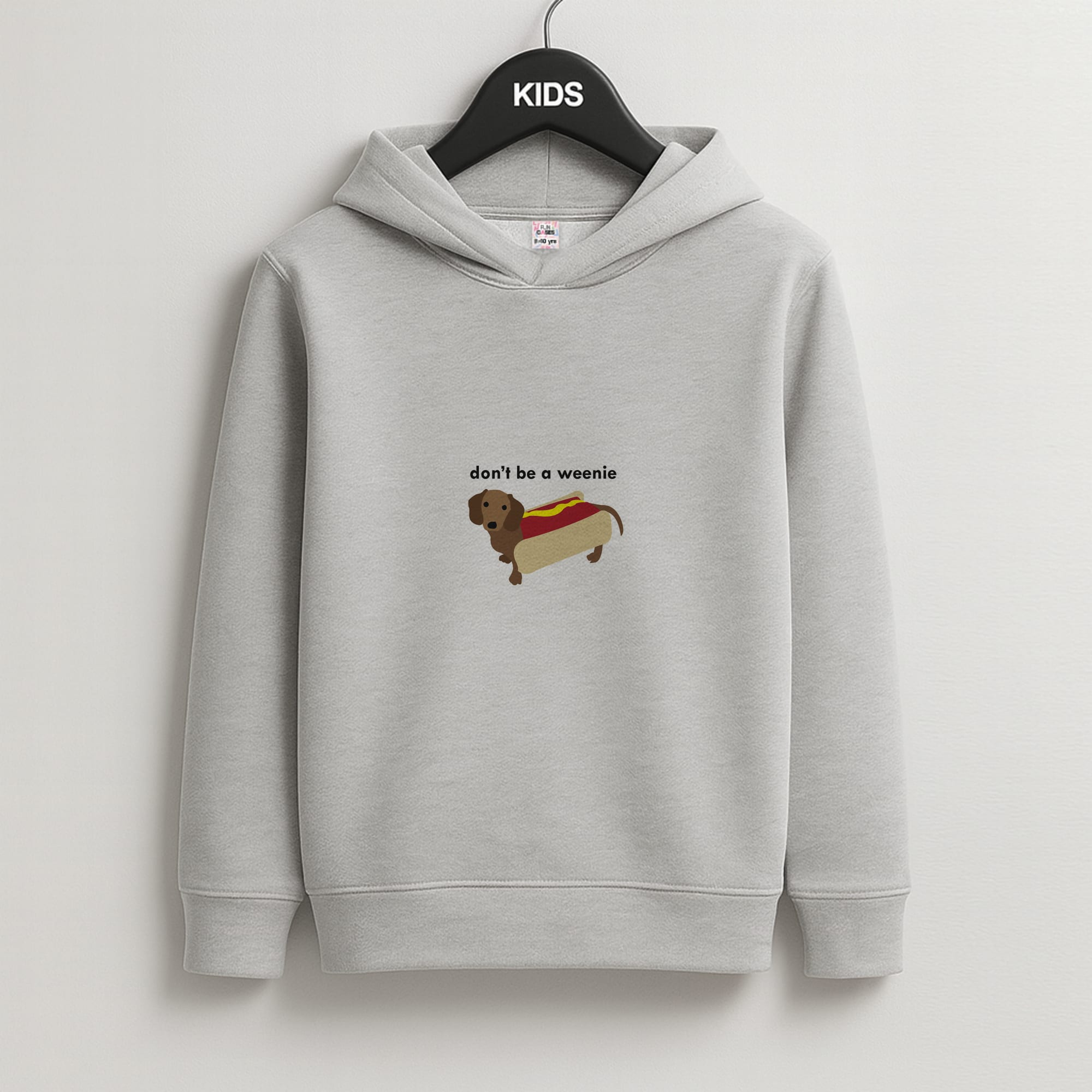 Don't Be A Weenie - Dachshund Kids Grey Hoodie