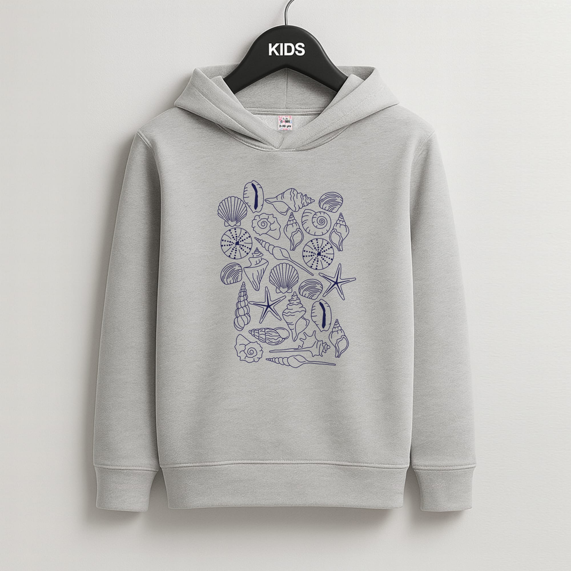 Sea Shells - Clean Girl Aesthetic Kids Grey Hoodie