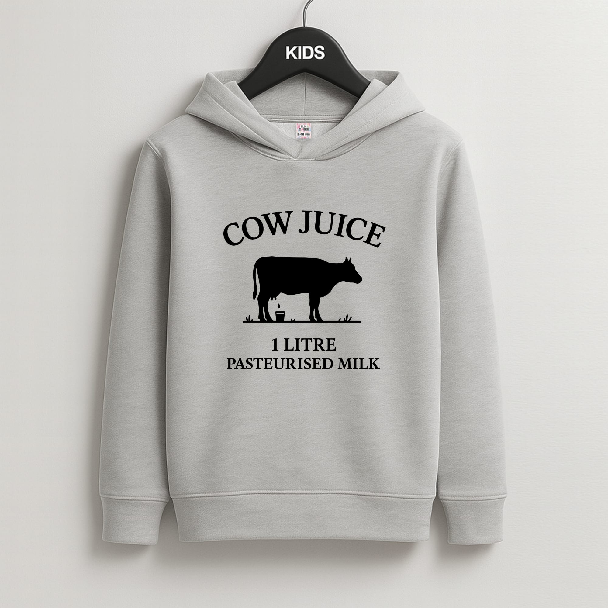 Cow Juice Kids Grey Hoodie