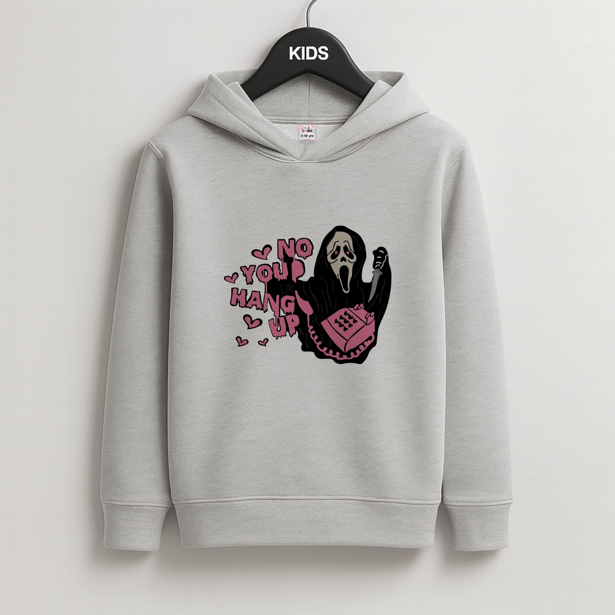 No You Hang Up - Halloween Kids Grey Hoodie