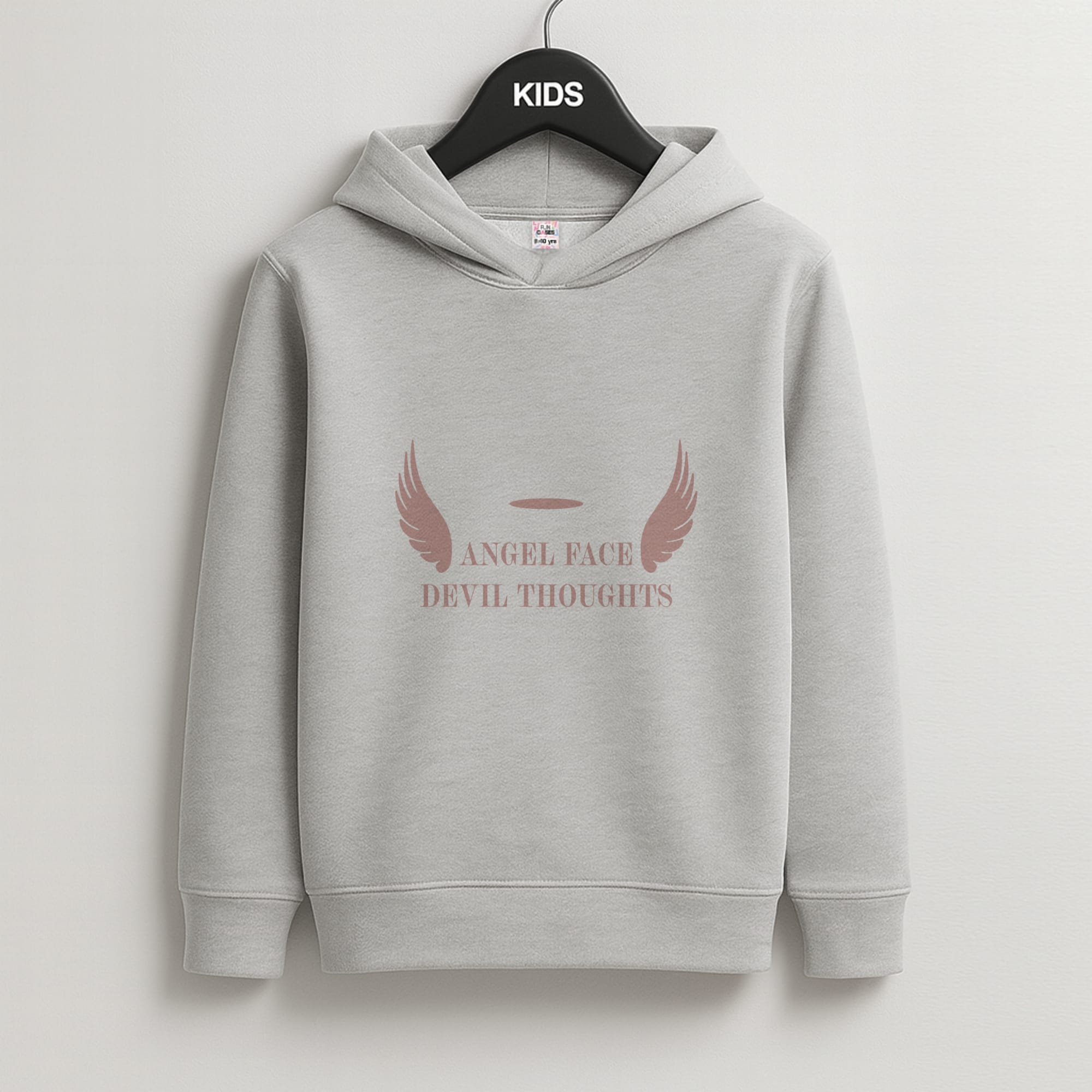 Angel Face Devil Thoughts Kids Grey Hoodie
