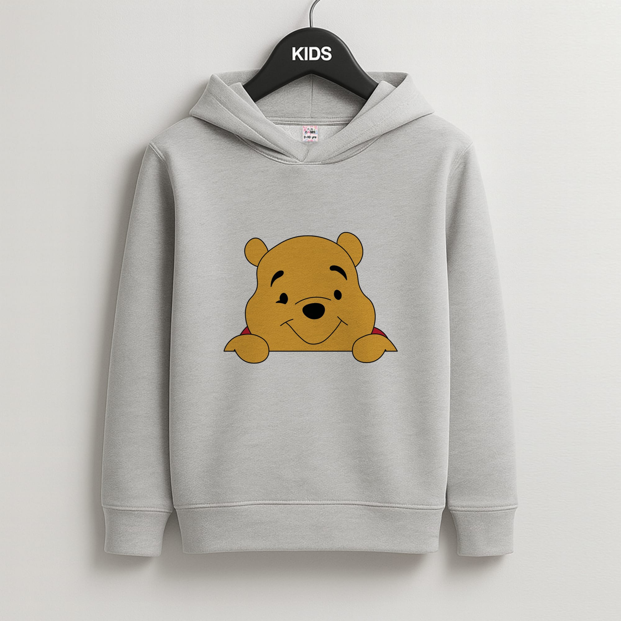 Cute Bear Leaning Kids Grey Hoodie