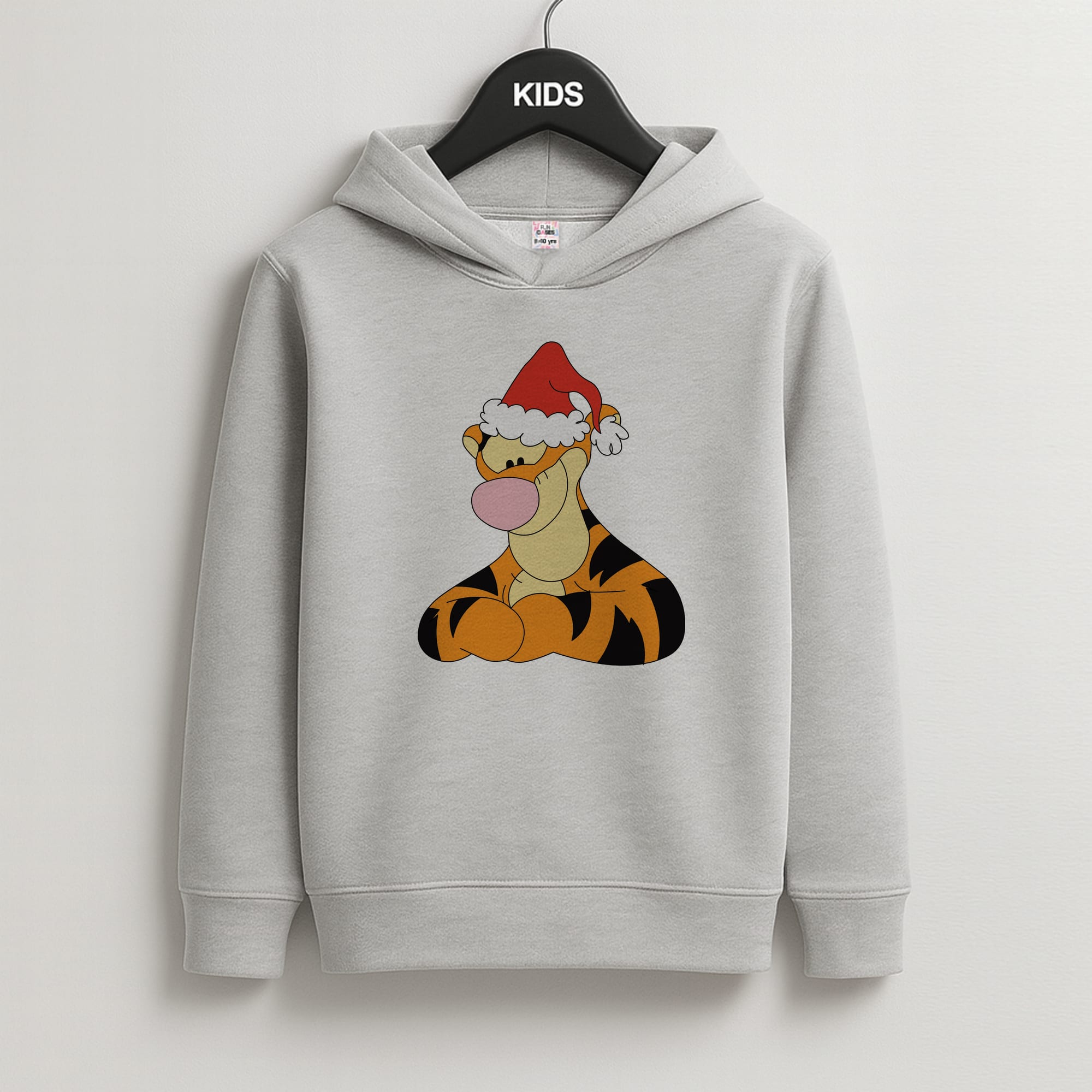 Tiger Pattern Christmas Kids Grey Hoodie