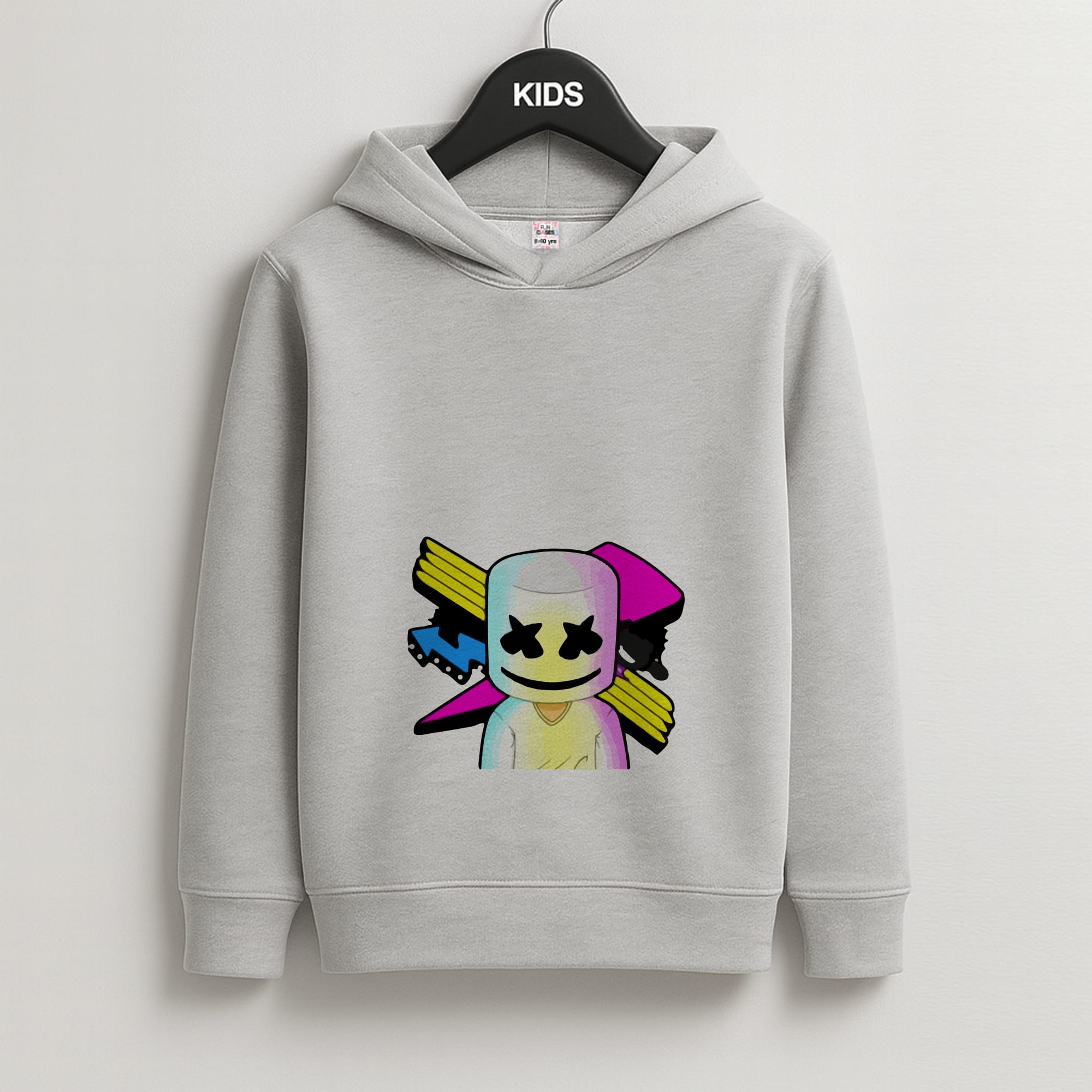 Neon Logo White Helmet DJ Kids Grey Hoodie