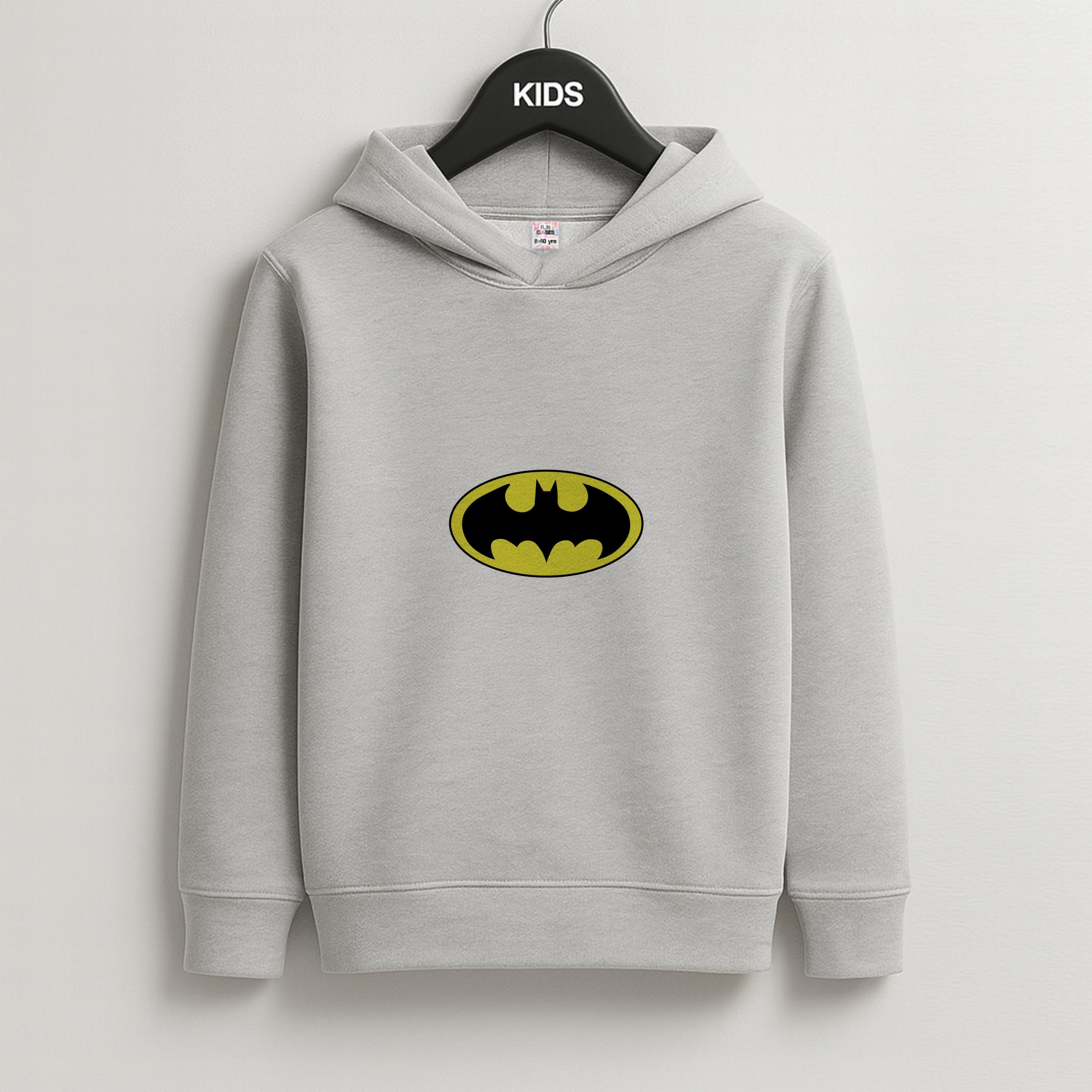Black Bat Superhero Logo Kids Grey Hoodie