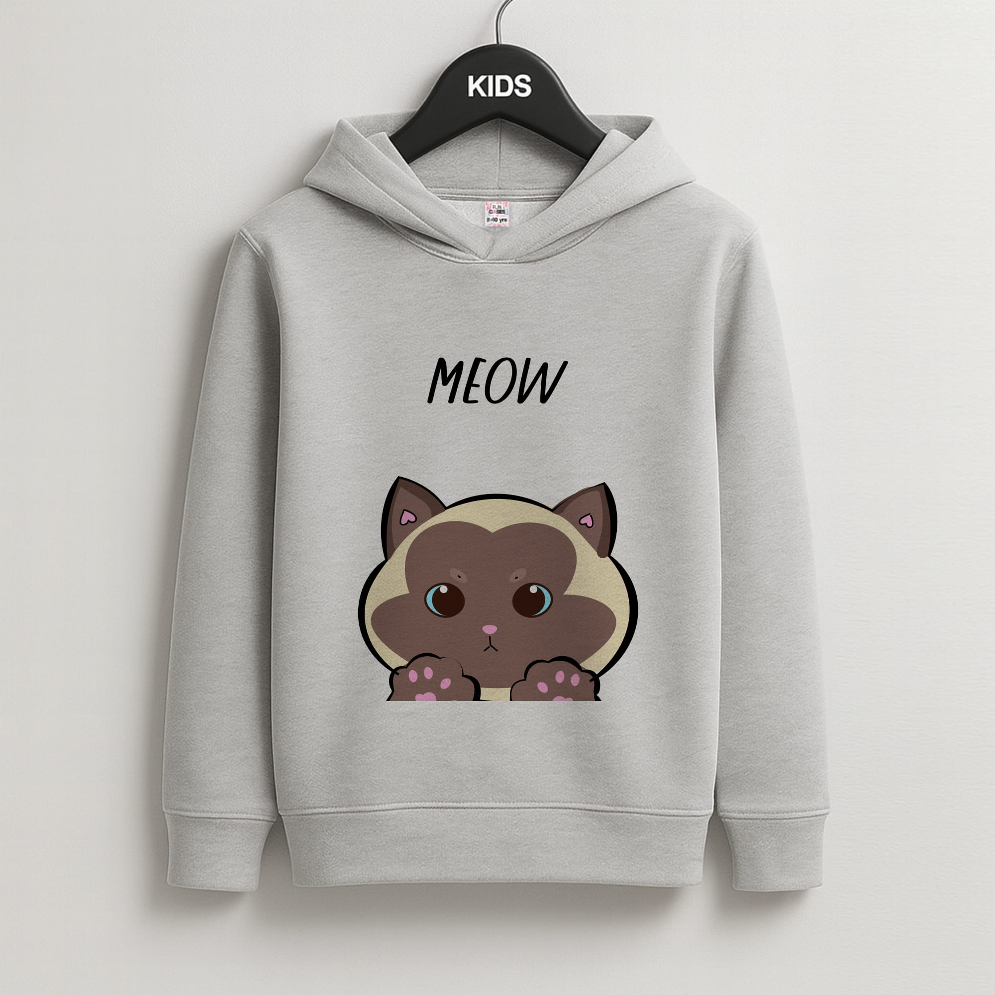 Meow Green - Cats Kids Grey Hoodie
