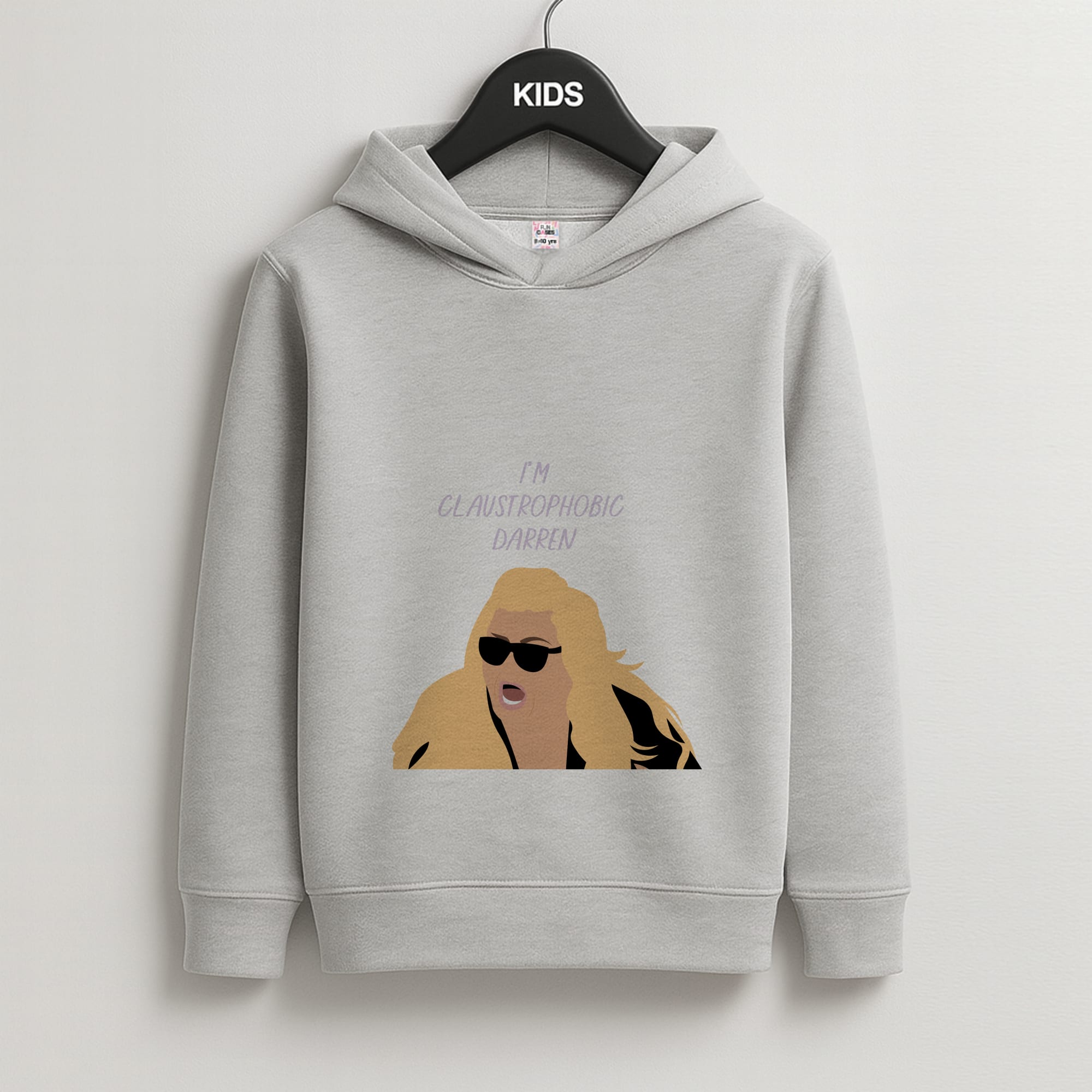 I'm Claustrophobic Darren - British Pop Culture Kids Grey Hoodie