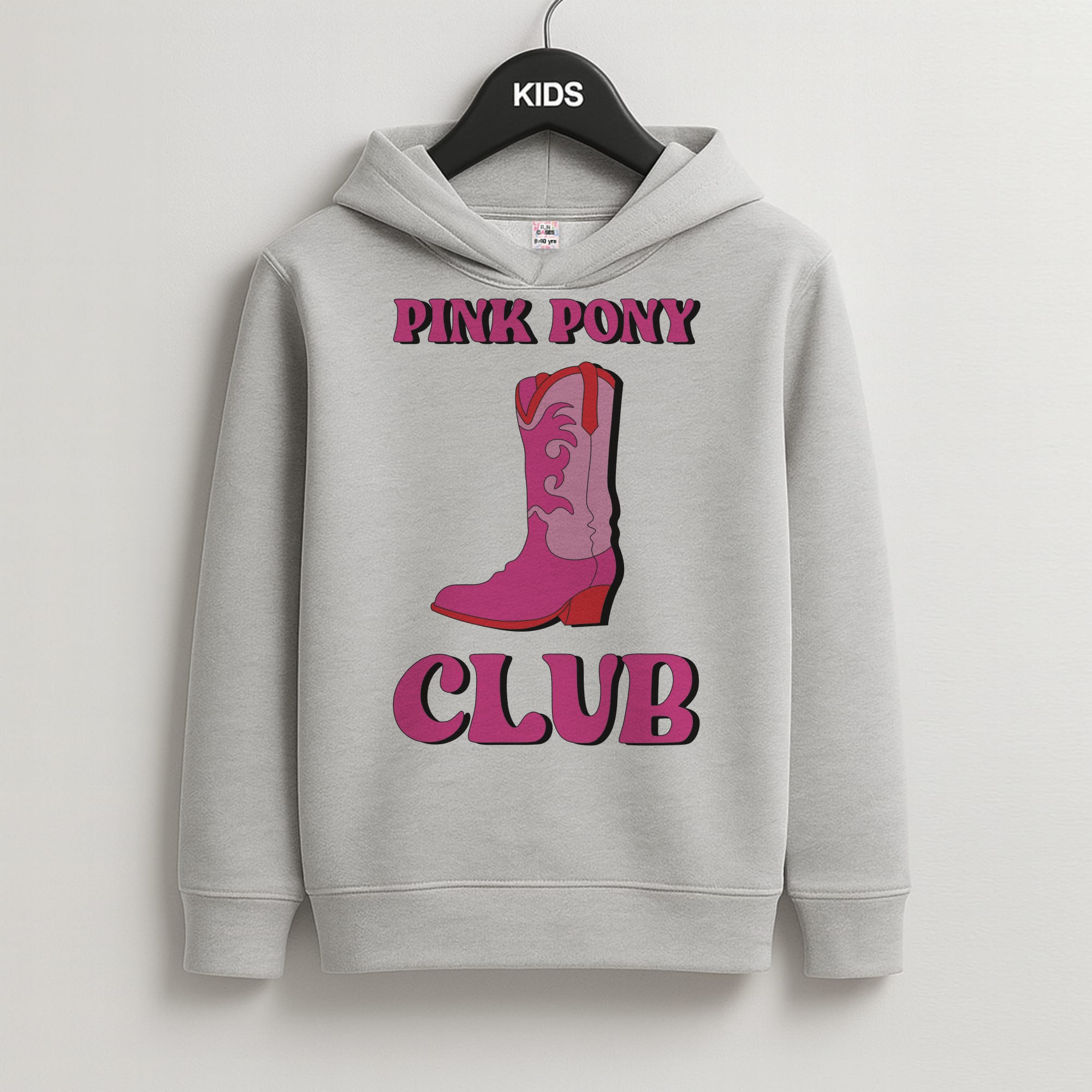 Zebra Print Pink Pony Club Kids Grey Hoodie