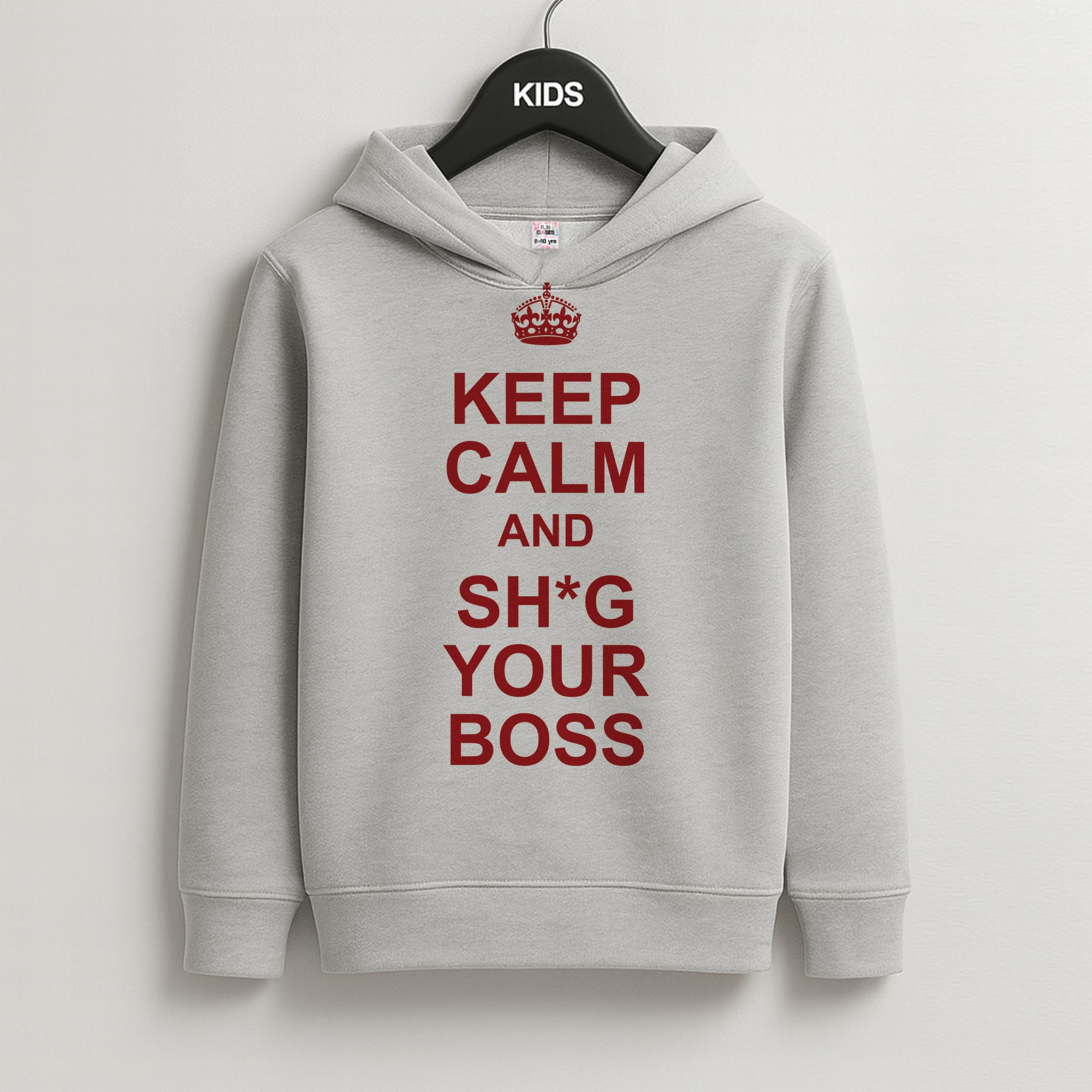 Keep Calm With Your Boss Kids Grey Hoodie