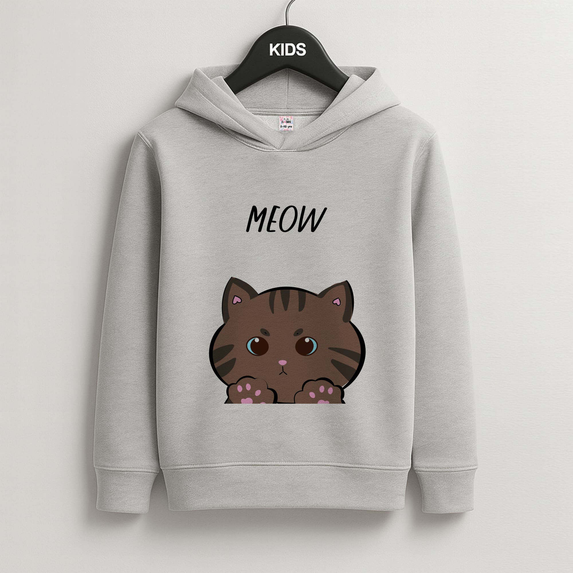 Meow Purple - Cats Kids Grey Hoodie