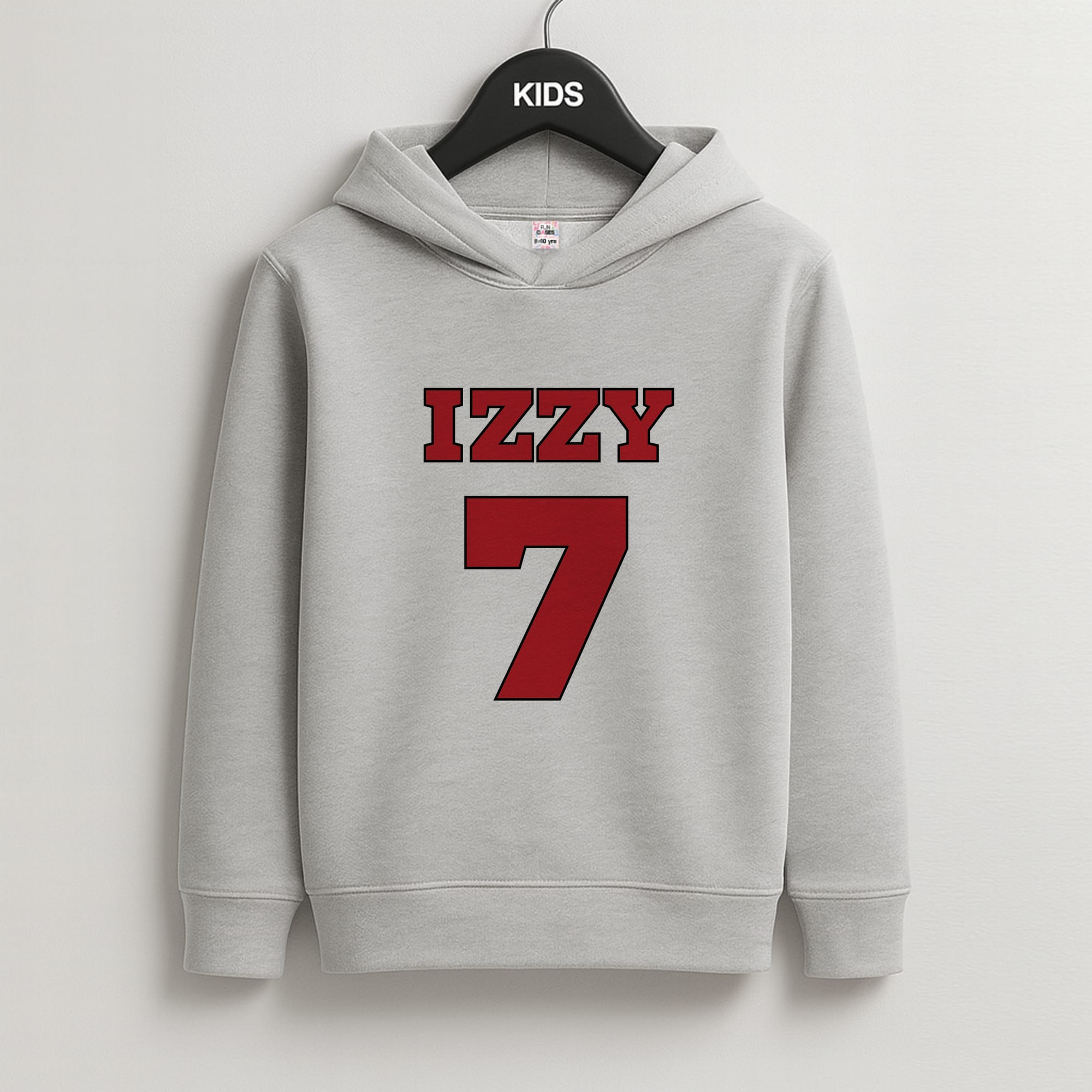 Black And White Stripes - Personalised Football Kids Grey Hoodie