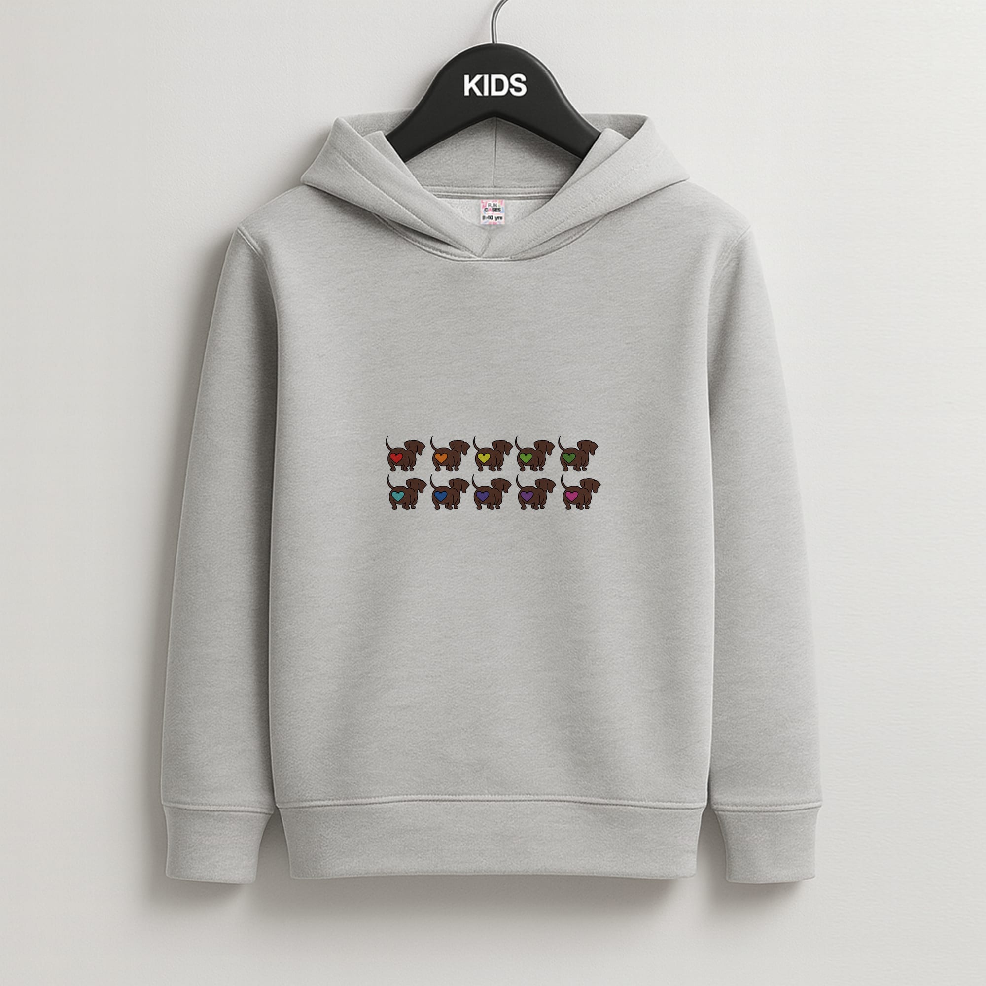 Love hearts - Dachshunds Kids Grey Hoodie