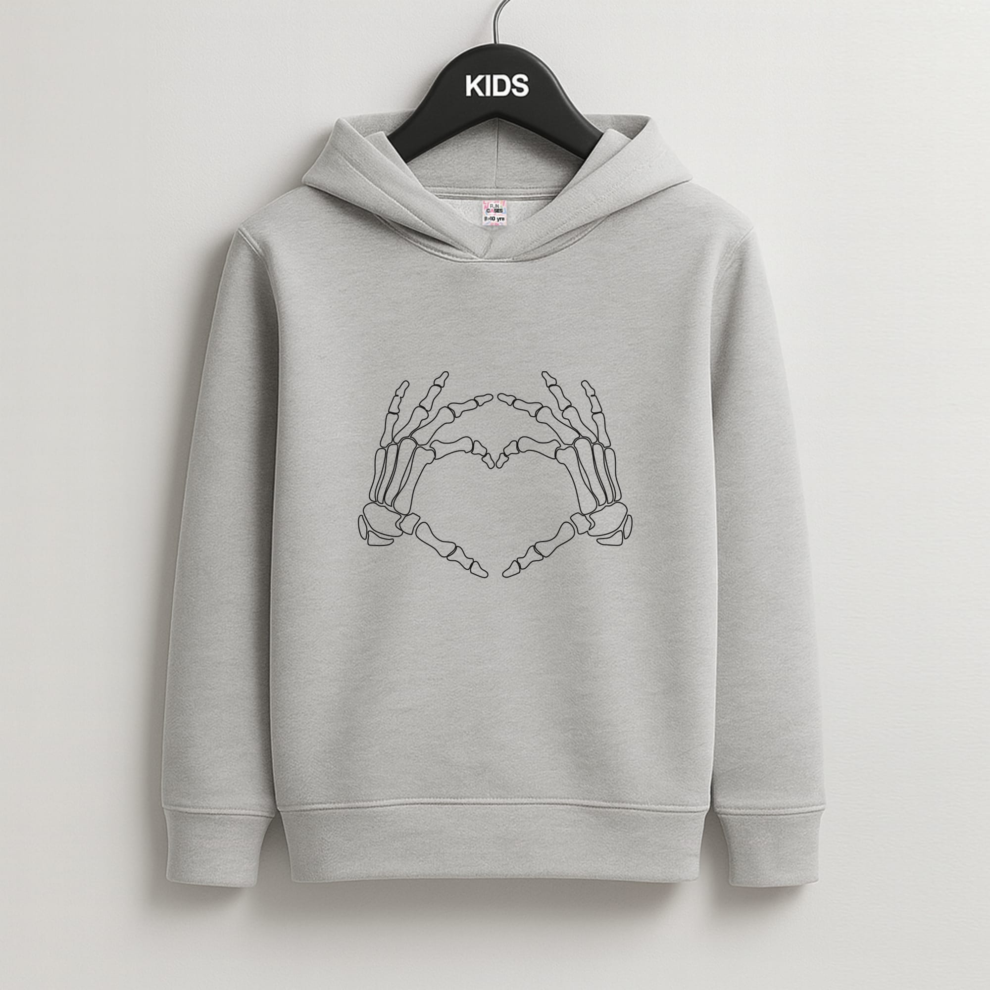 Skeleton Heart Kids Grey Hoodie