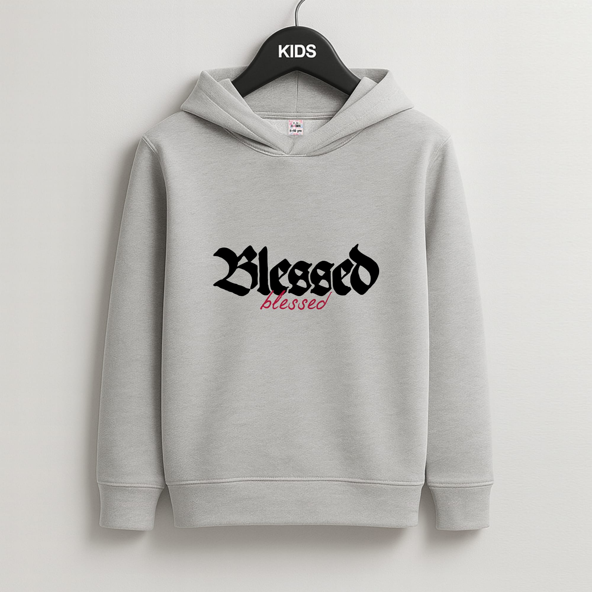 Glitter Blessed Kids Grey Hoodie