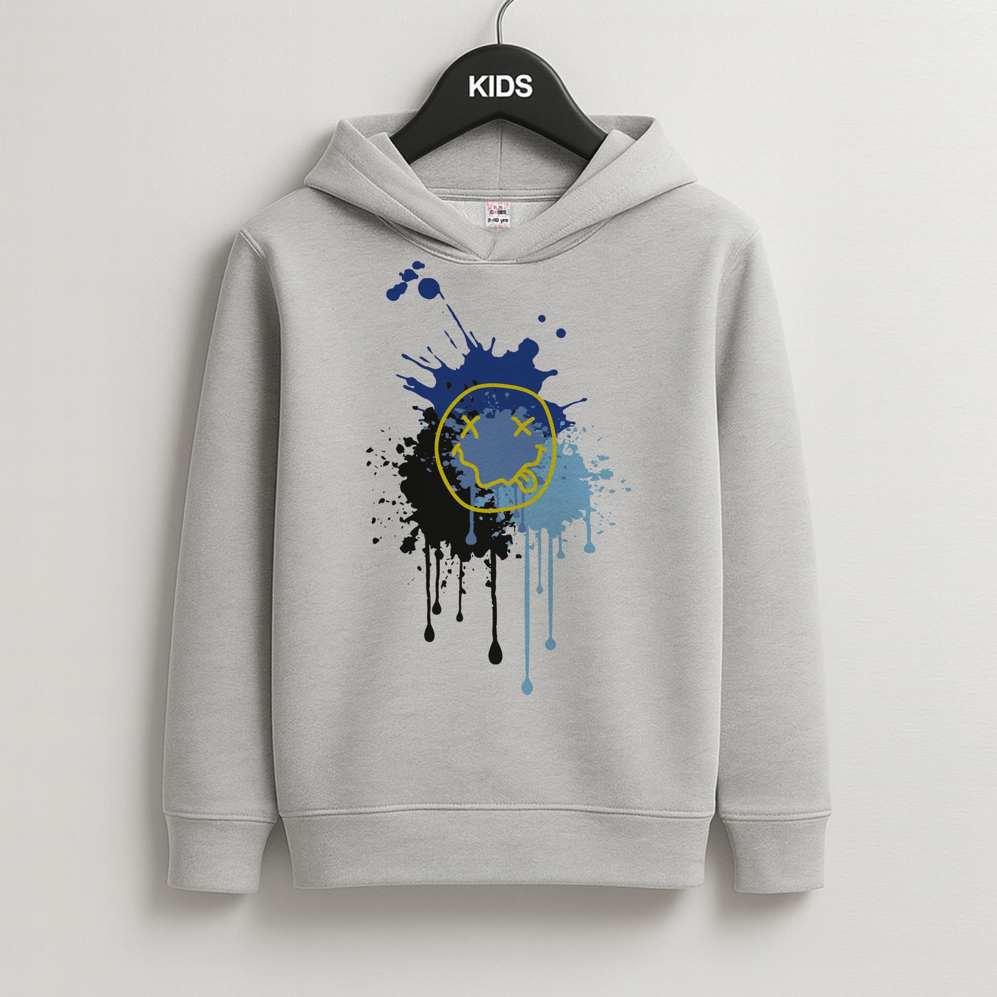 Blue Graffiti - Skate Aesthetic Kids Grey Hoodie