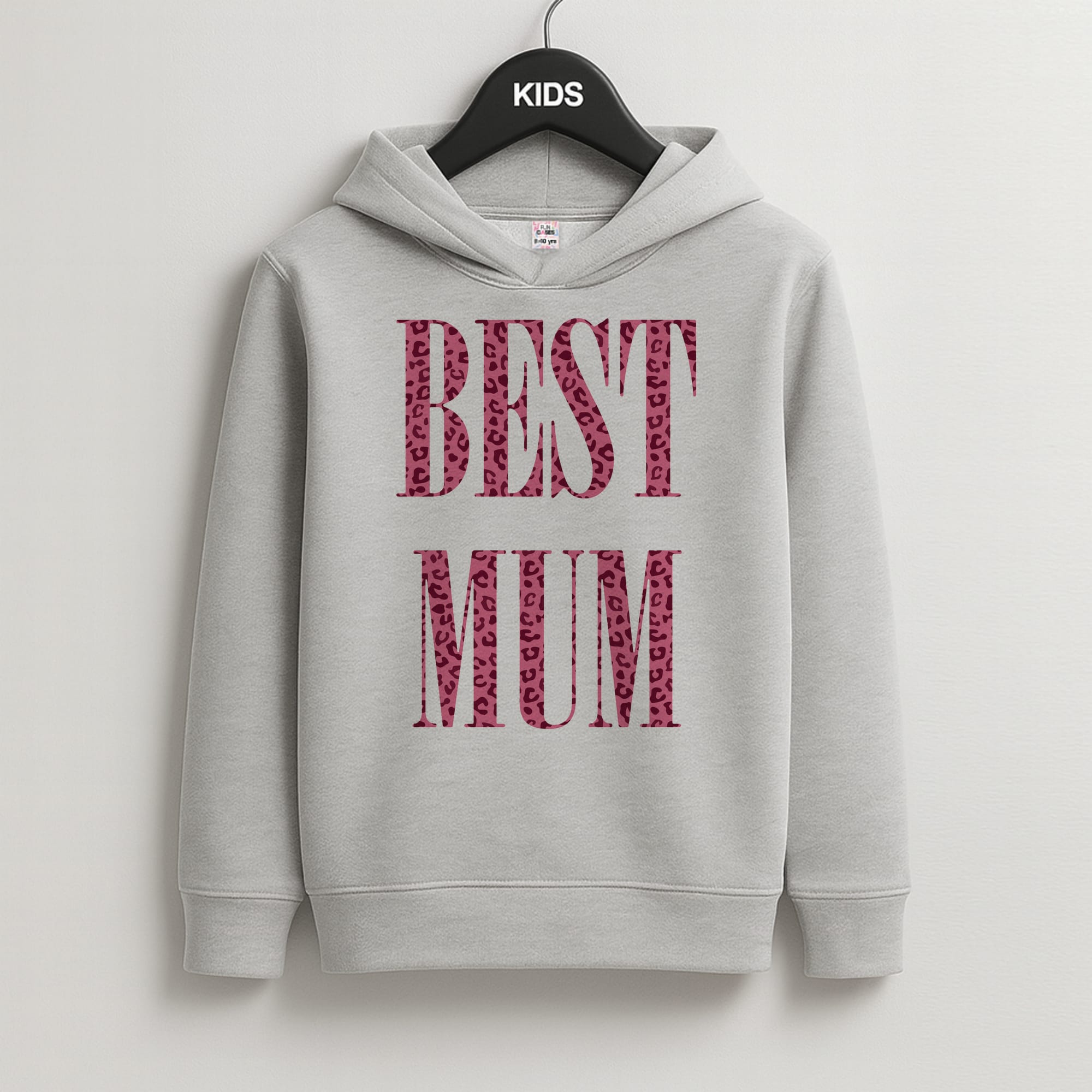 Best Mum Leopard Print Kids Grey Hoodie