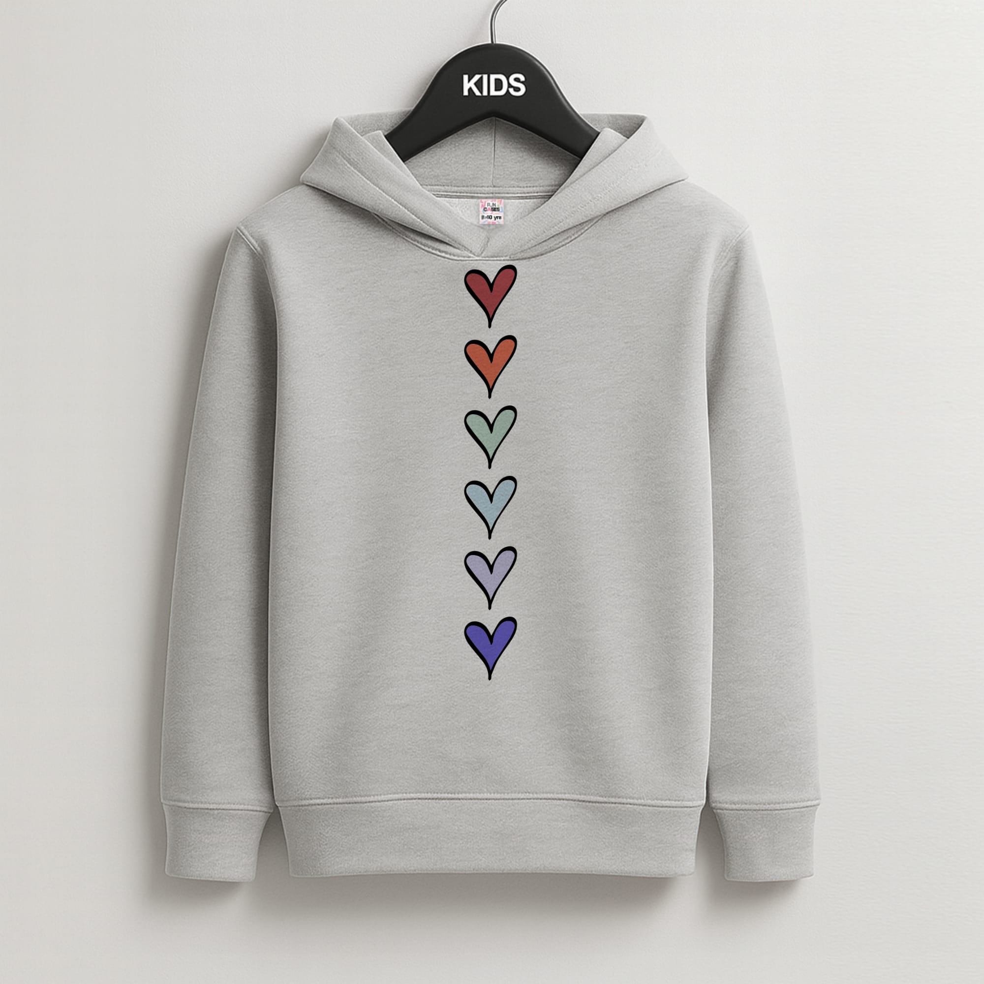 Love Heart Line Kids Grey Hoodie