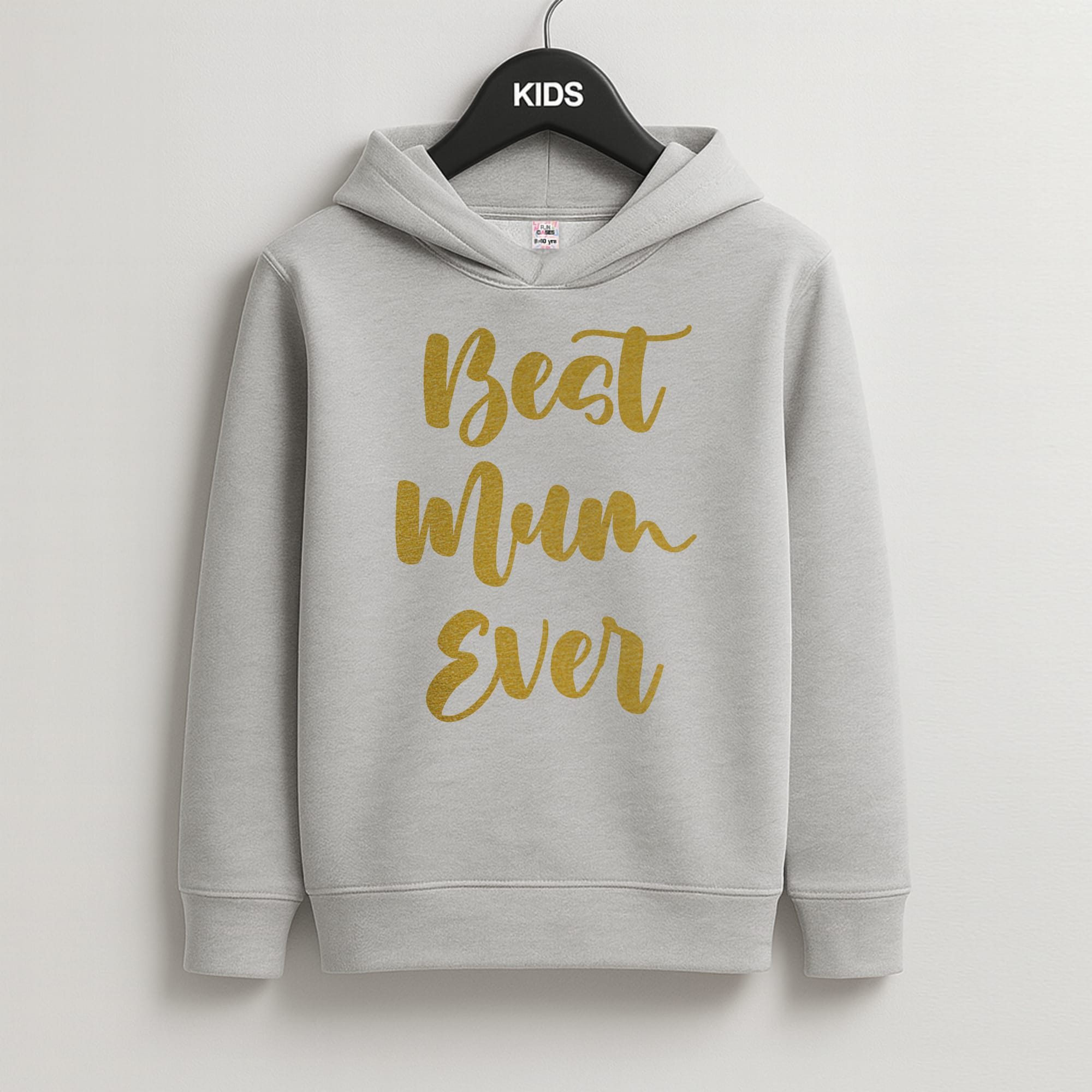 Golden Best Mum Ever Kids Grey Hoodie