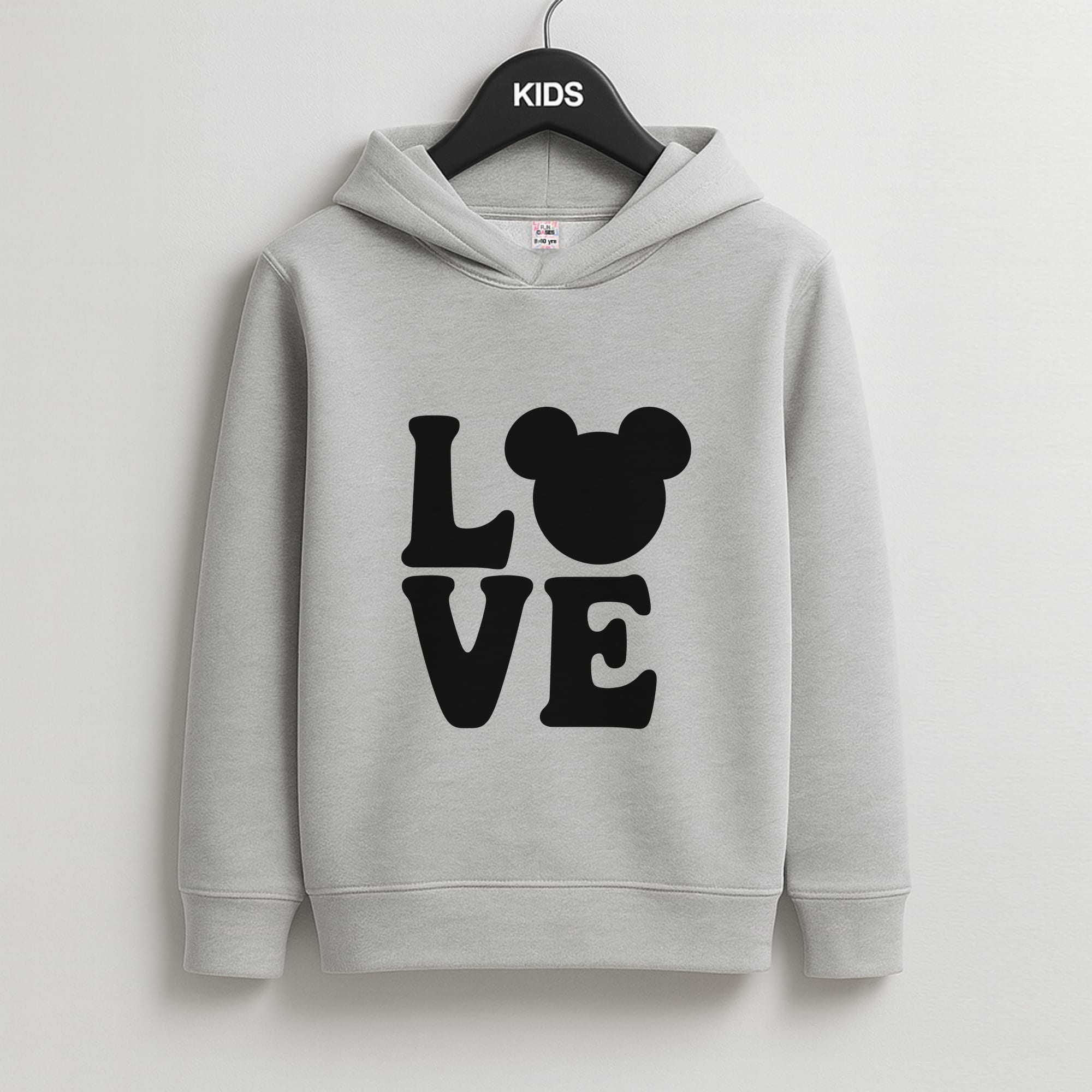 Mouse Love Valentine's Kids Grey Hoodie
