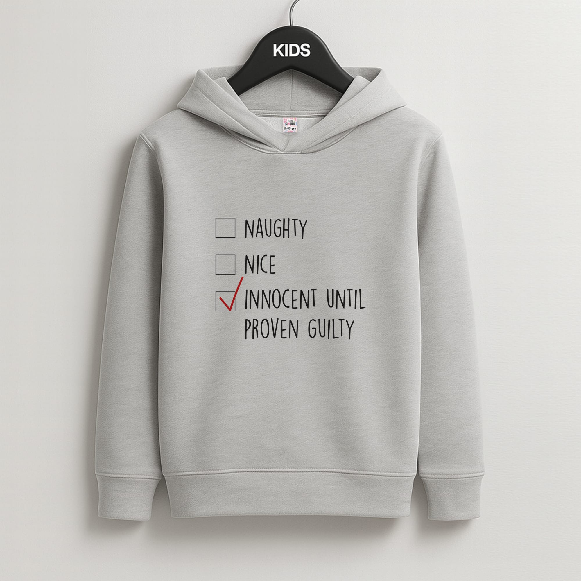 Innocent Until Proven Guilty - Naughty Or Nice Kids Grey Hoodie