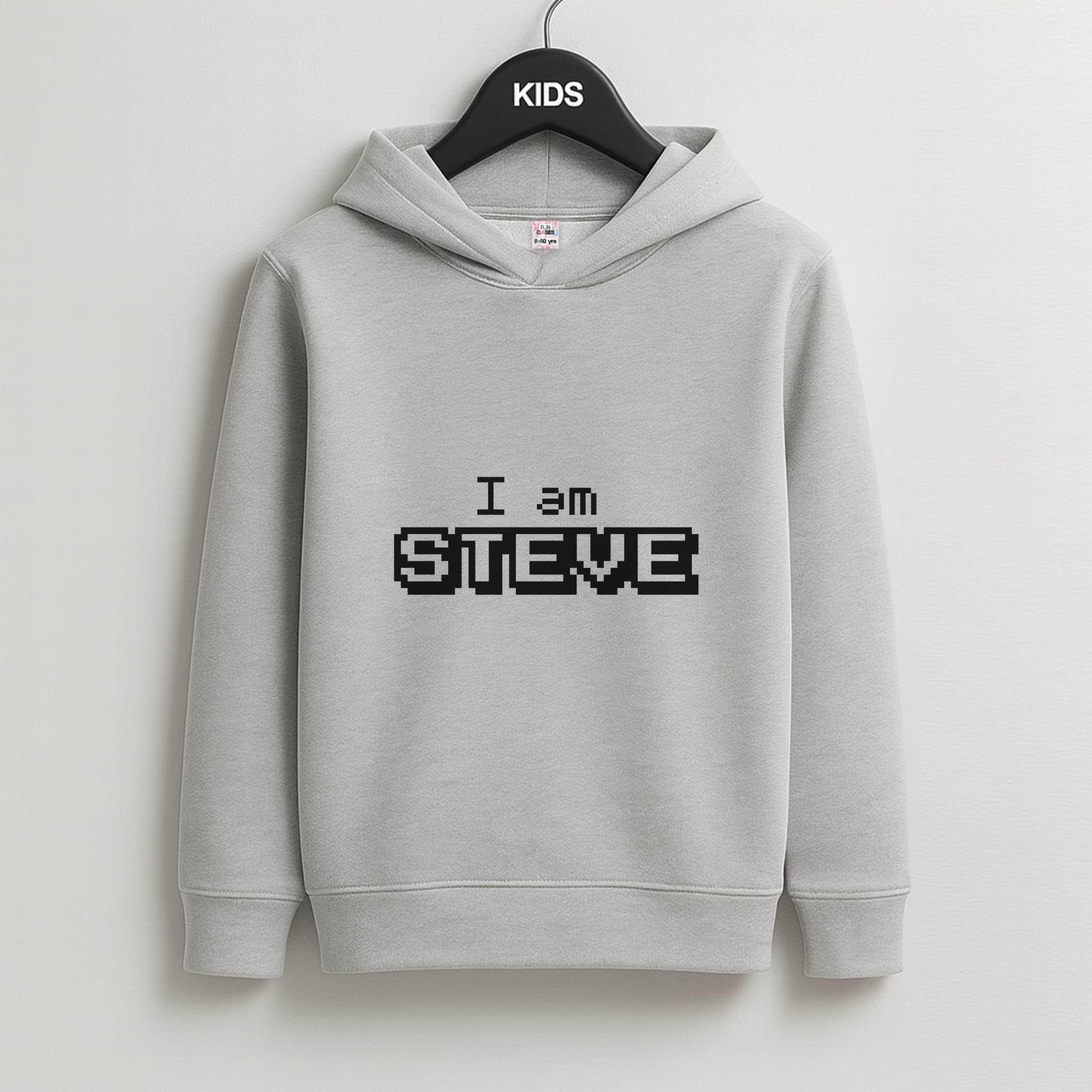 I Am Steve Kids Grey Hoodie