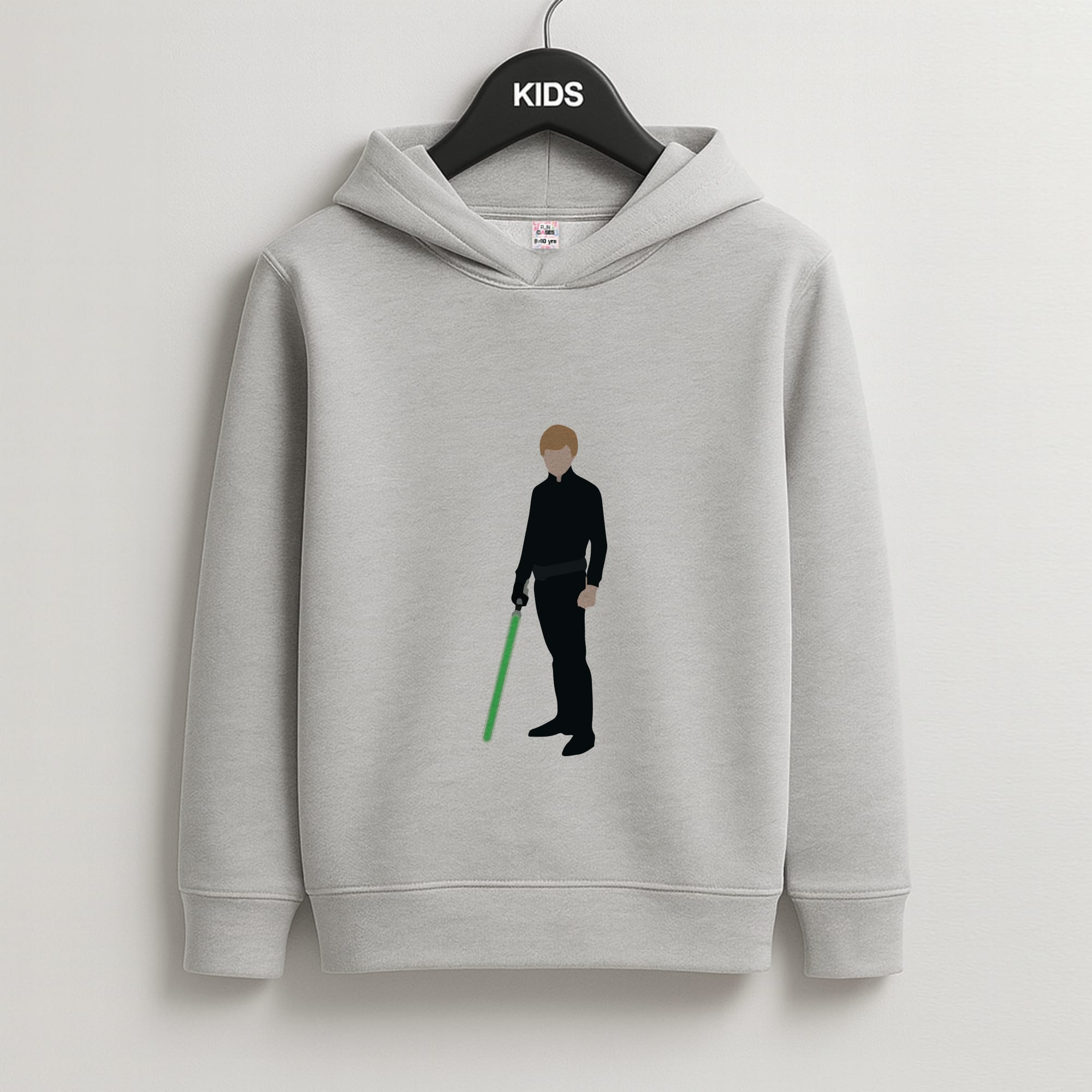 Skywalker Green Lightsaber Kids Grey Hoodie