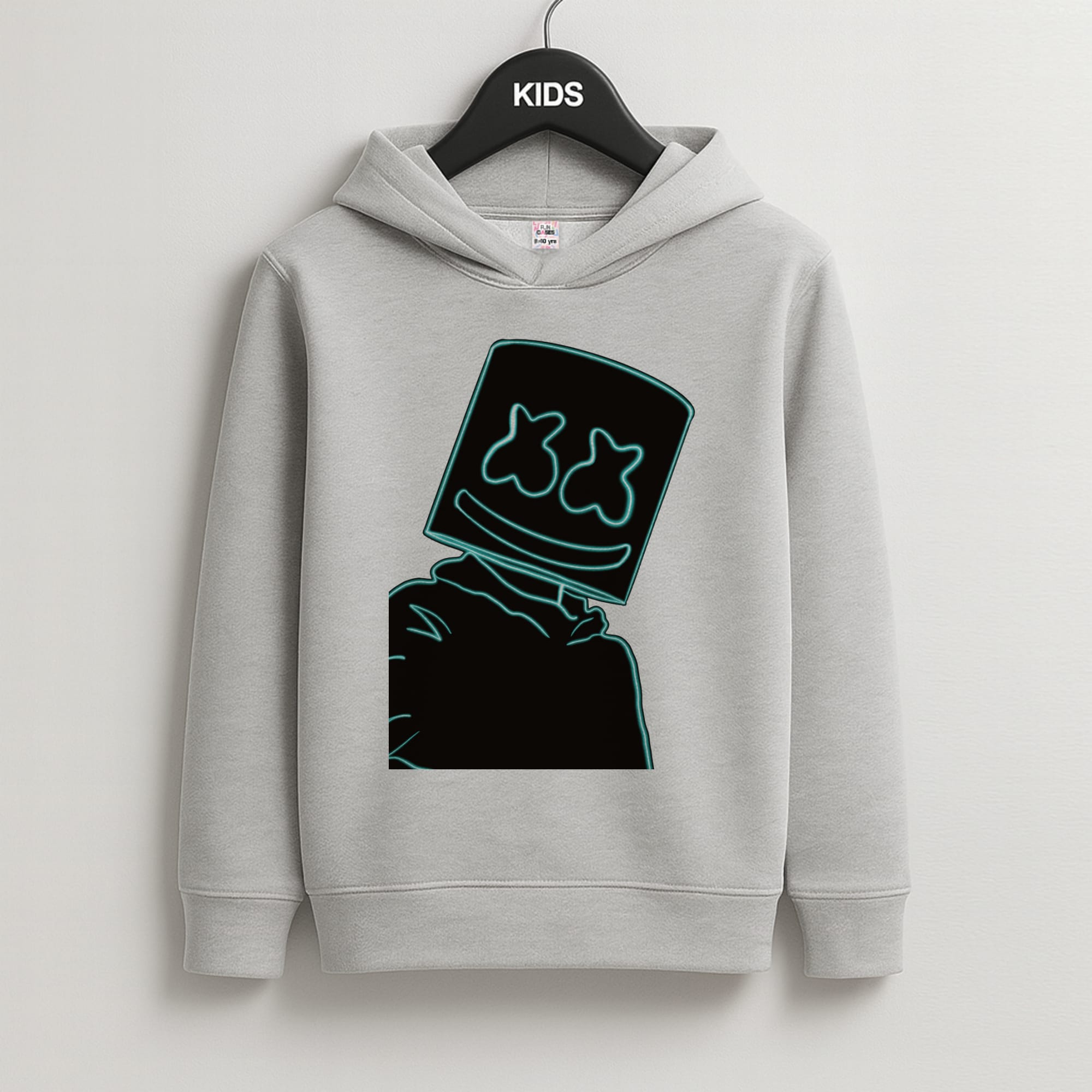 Black White Helmet DJ Neon Kids Grey Hoodie