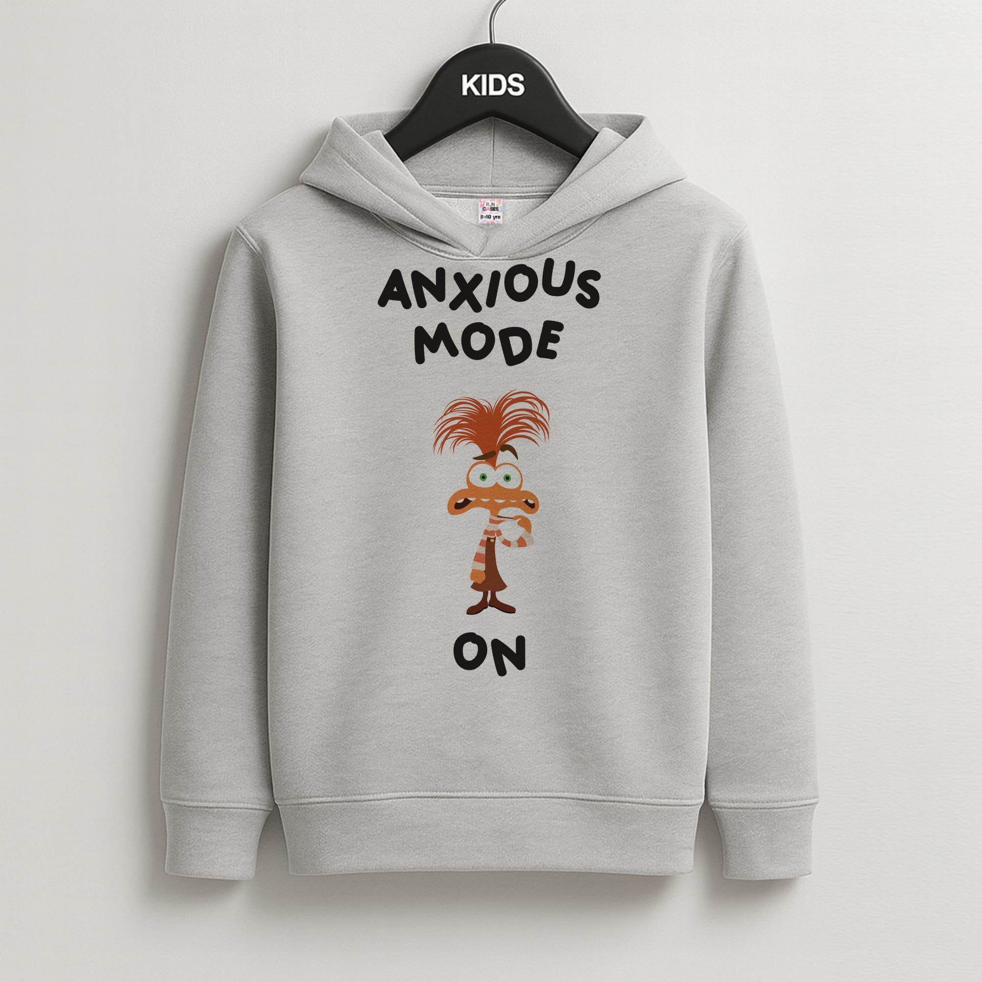 Anxious Mode On - Inside Out Kids Grey Hoodie