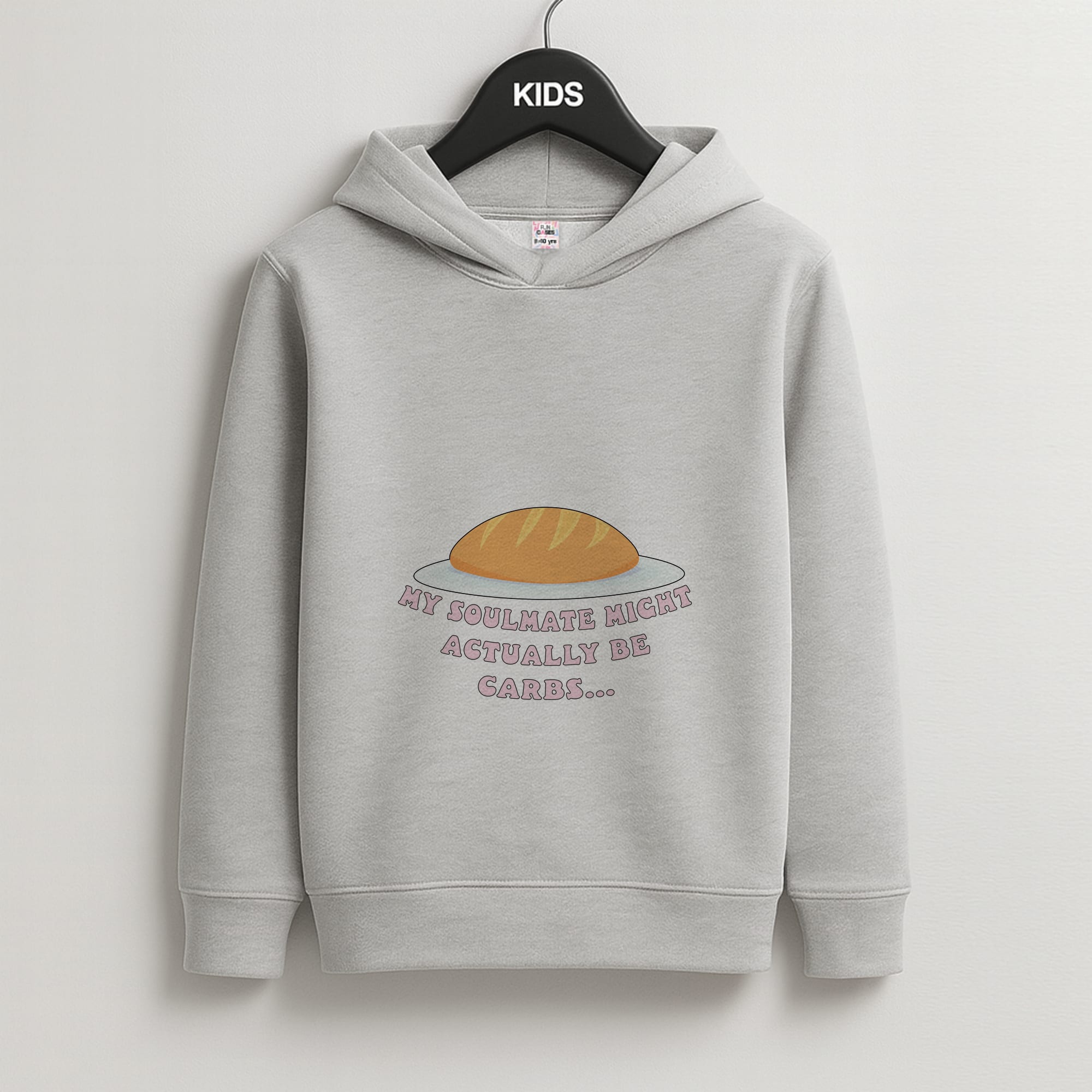 My Soulmate Might Actually Be Carbs Kids Grey Hoodie