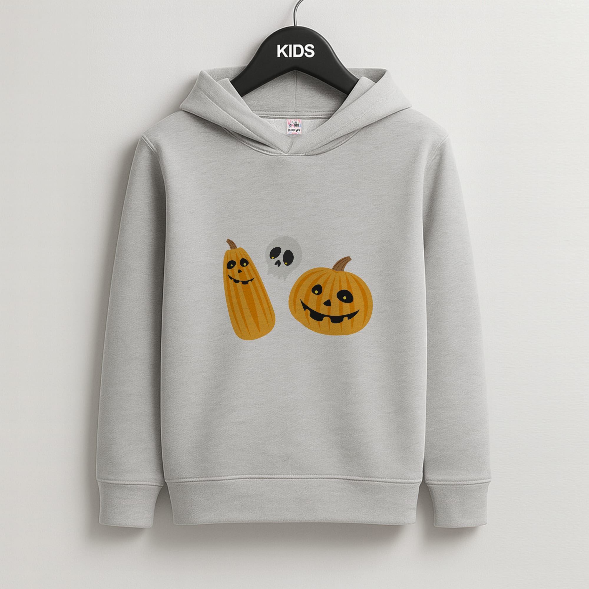 Halloween Pattern 1 Kids Grey Hoodie