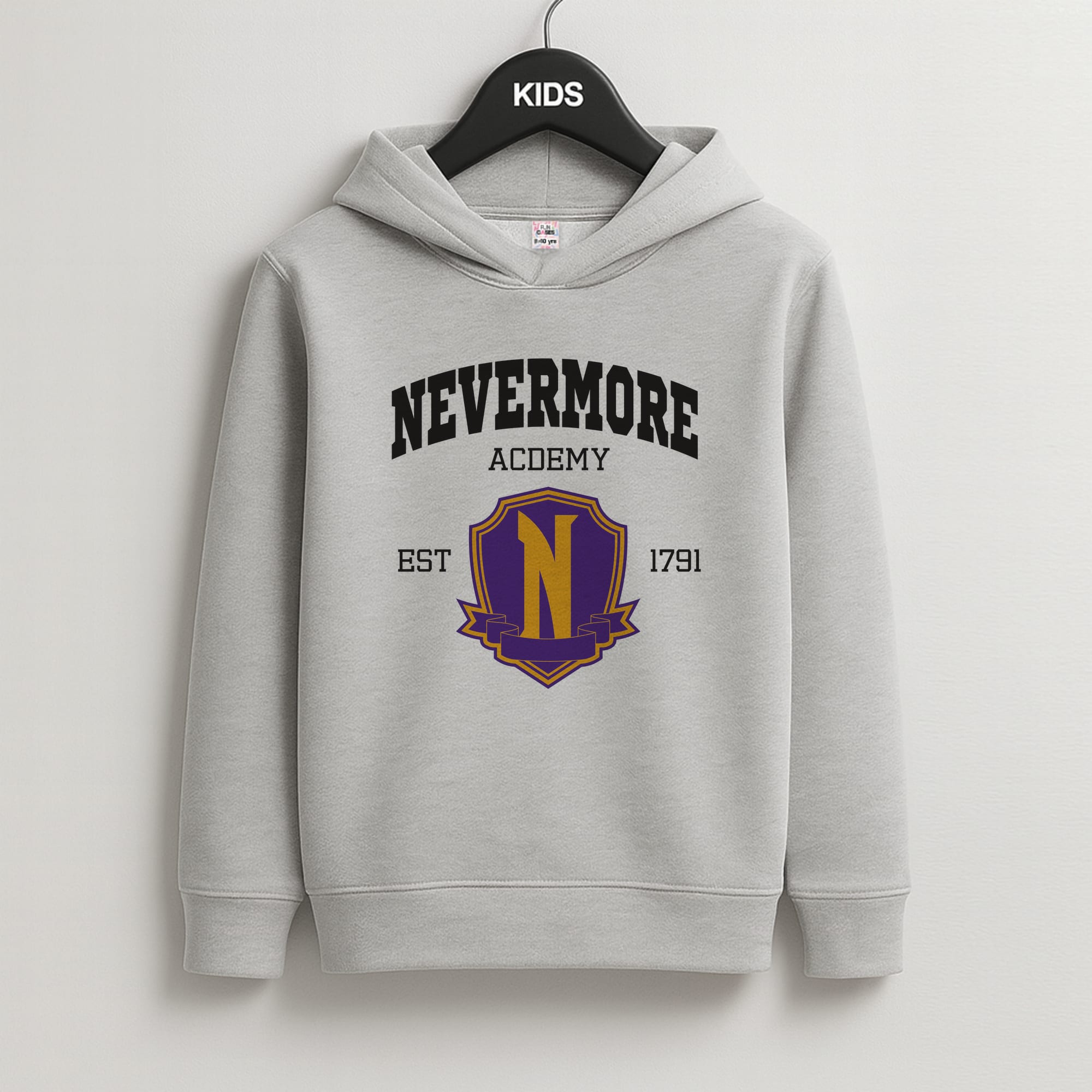 Addams Academy Purple Kids Grey Hoodie