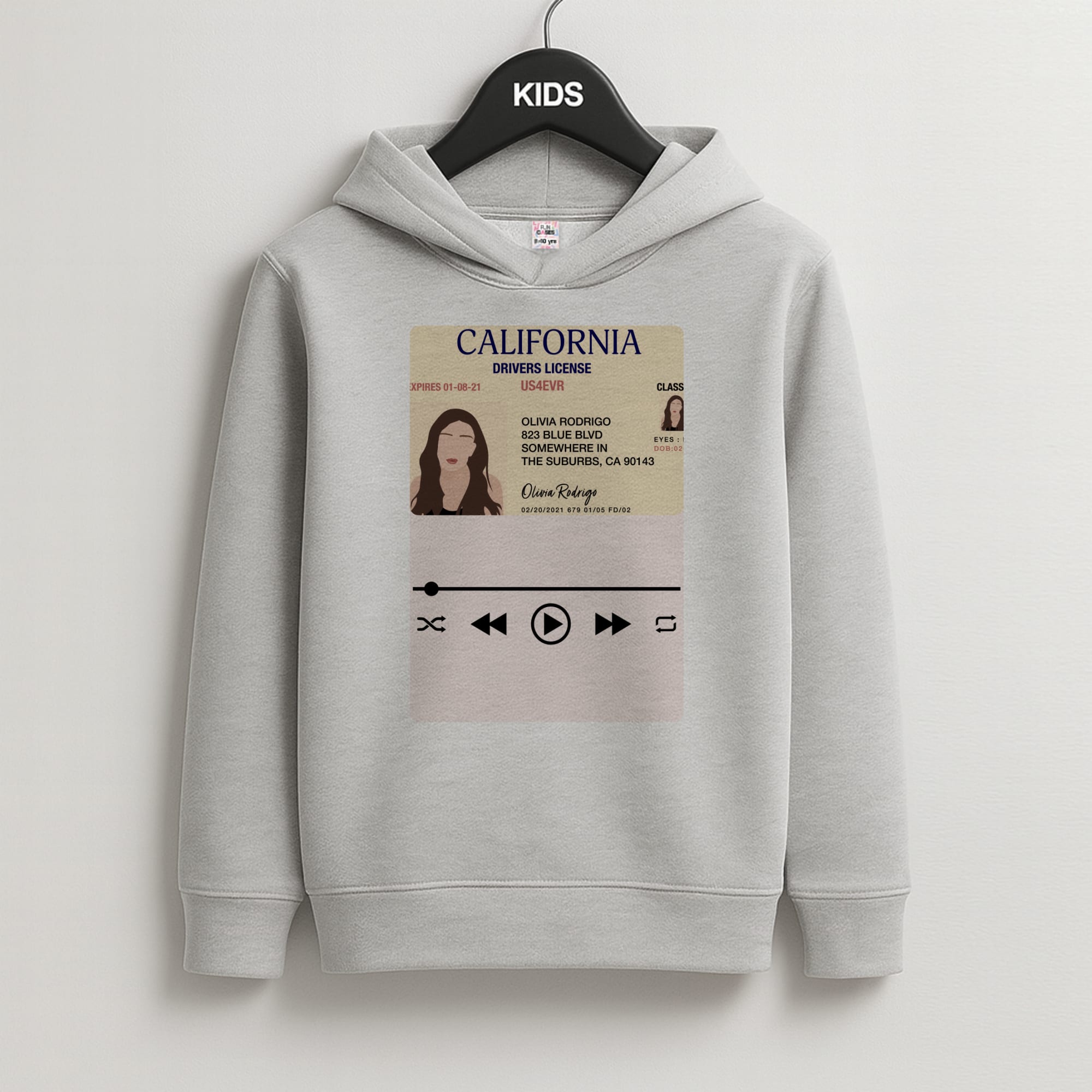 Drivers License - Olivia TikTok Kids Grey Hoodie