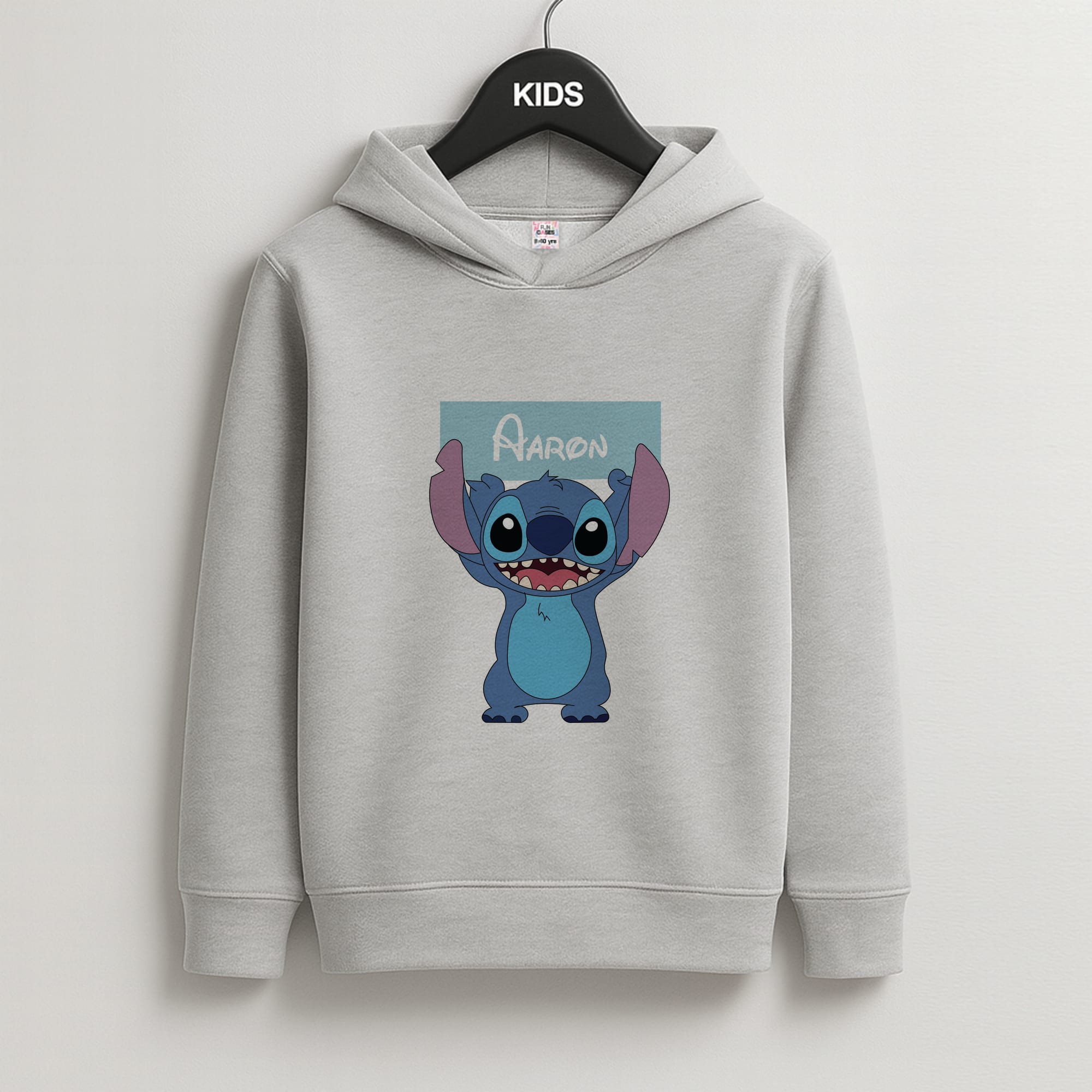 Standing Blue Alien - Personalised Disney Kids Grey Hoodie