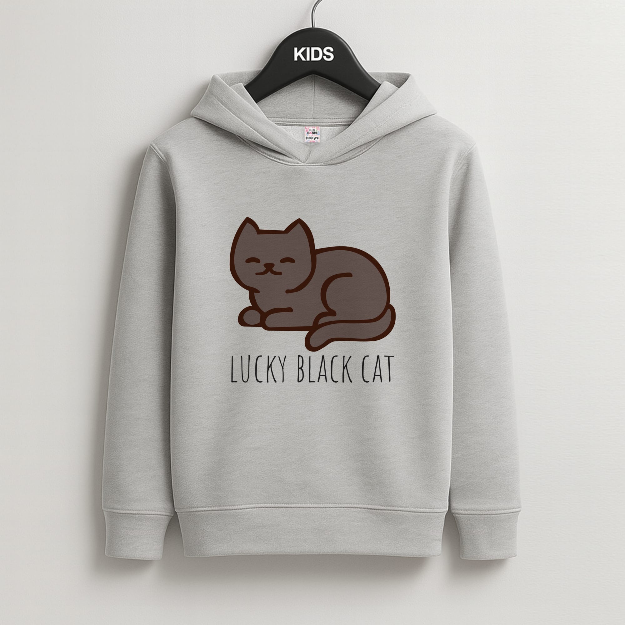 Lucky Black Cat - Cats Kids Grey Hoodie