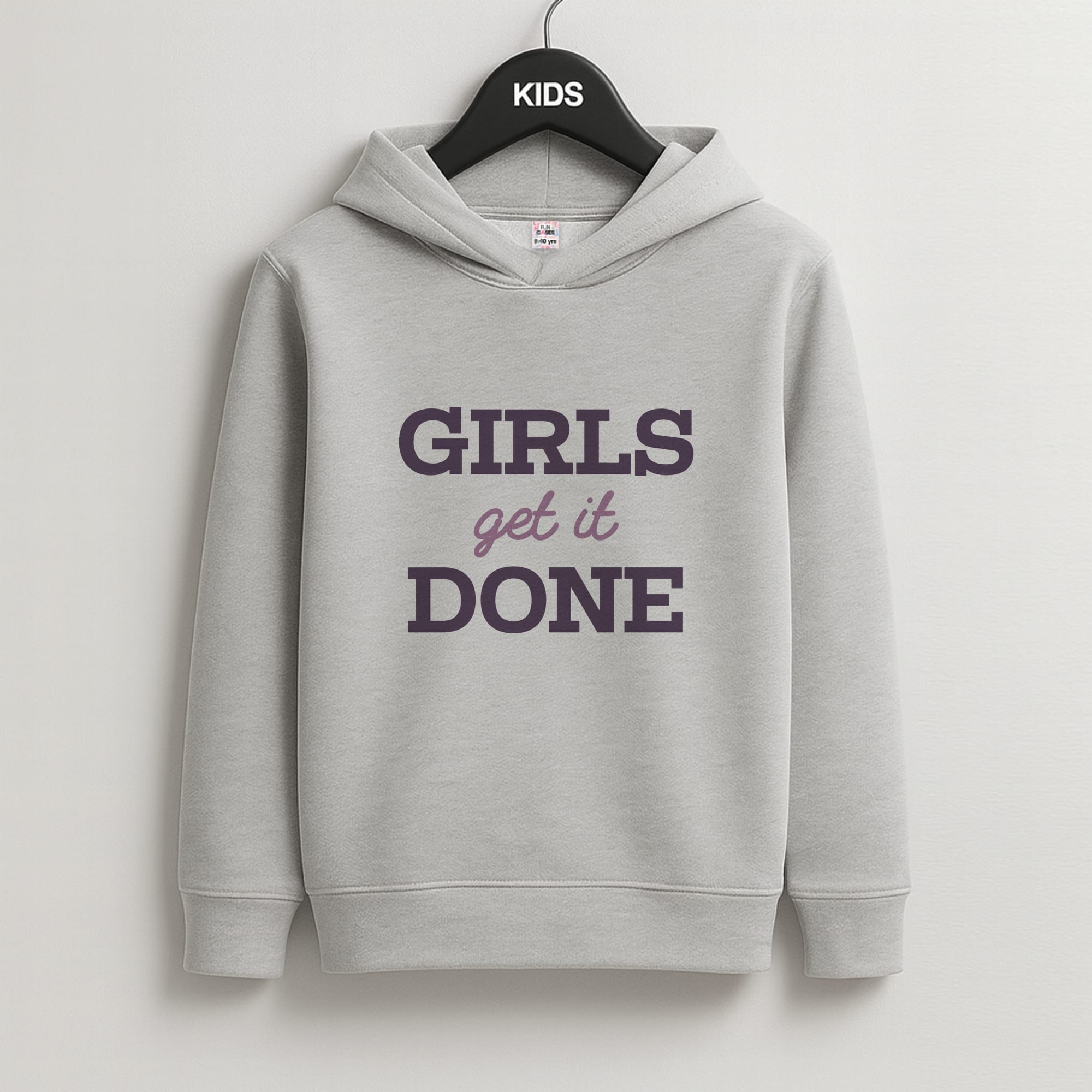 Girls Get It Done Kids Grey Hoodie