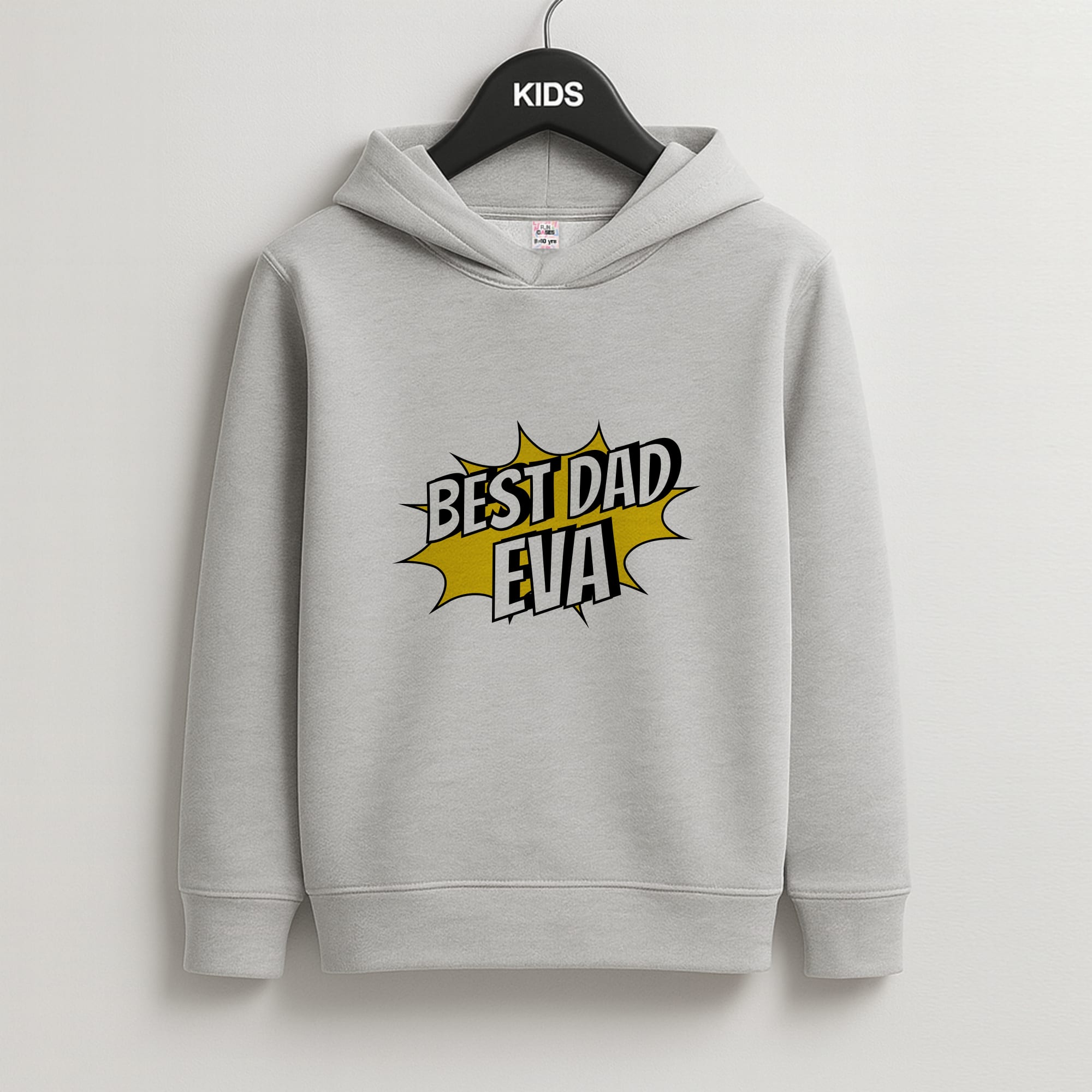 Comic Book Best Dad Eva Kids Grey Hoodie