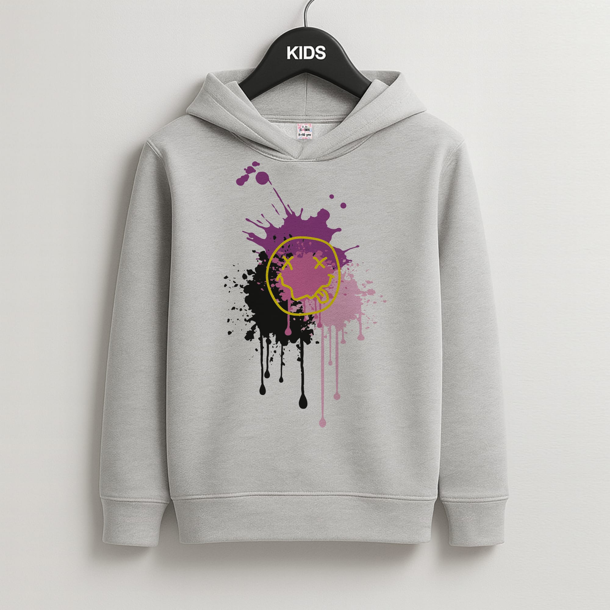 Pink Graffiti - Skate Aesthetic Kids Grey Hoodie