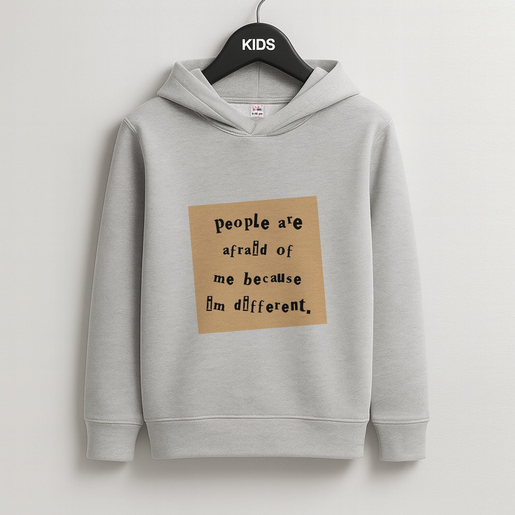 People Are Afraid Of Me - Scissorhands Kids Grey Hoodie