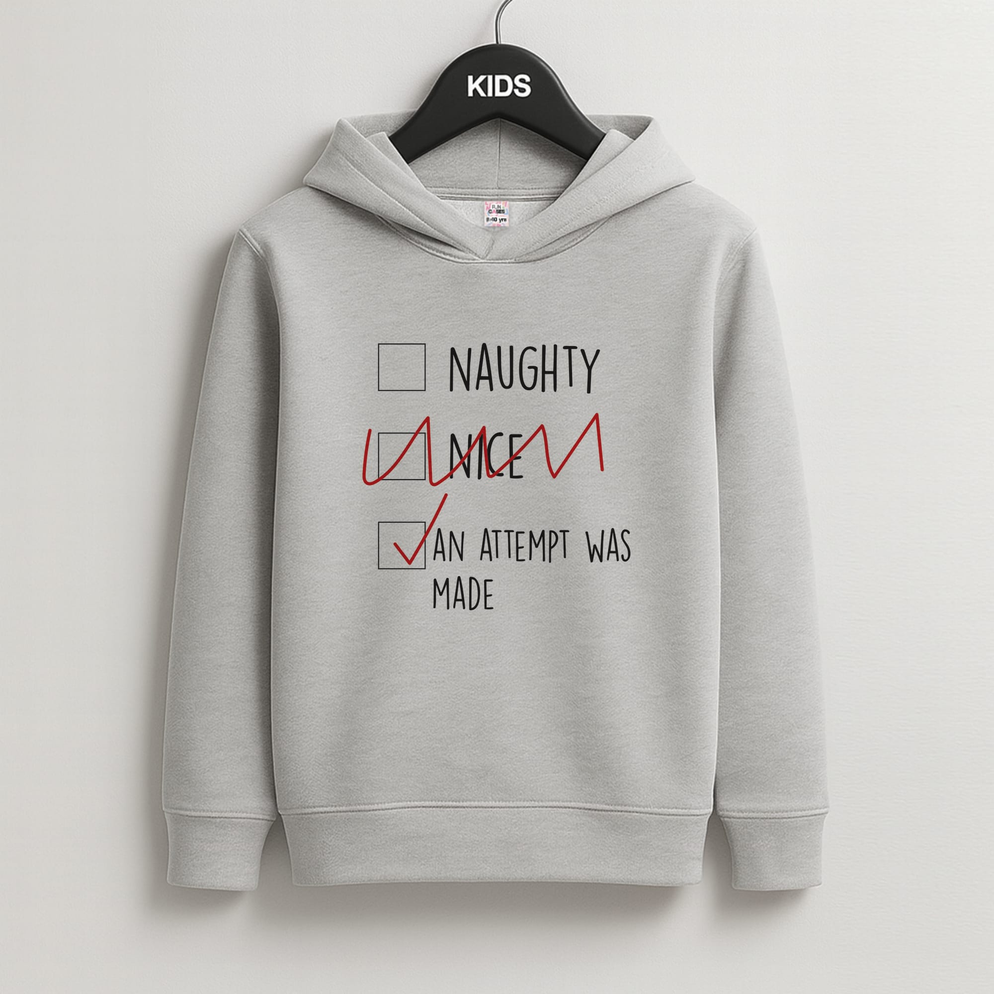 An Attempt Was Made - Naughty Or Nice Kids Grey Hoodie