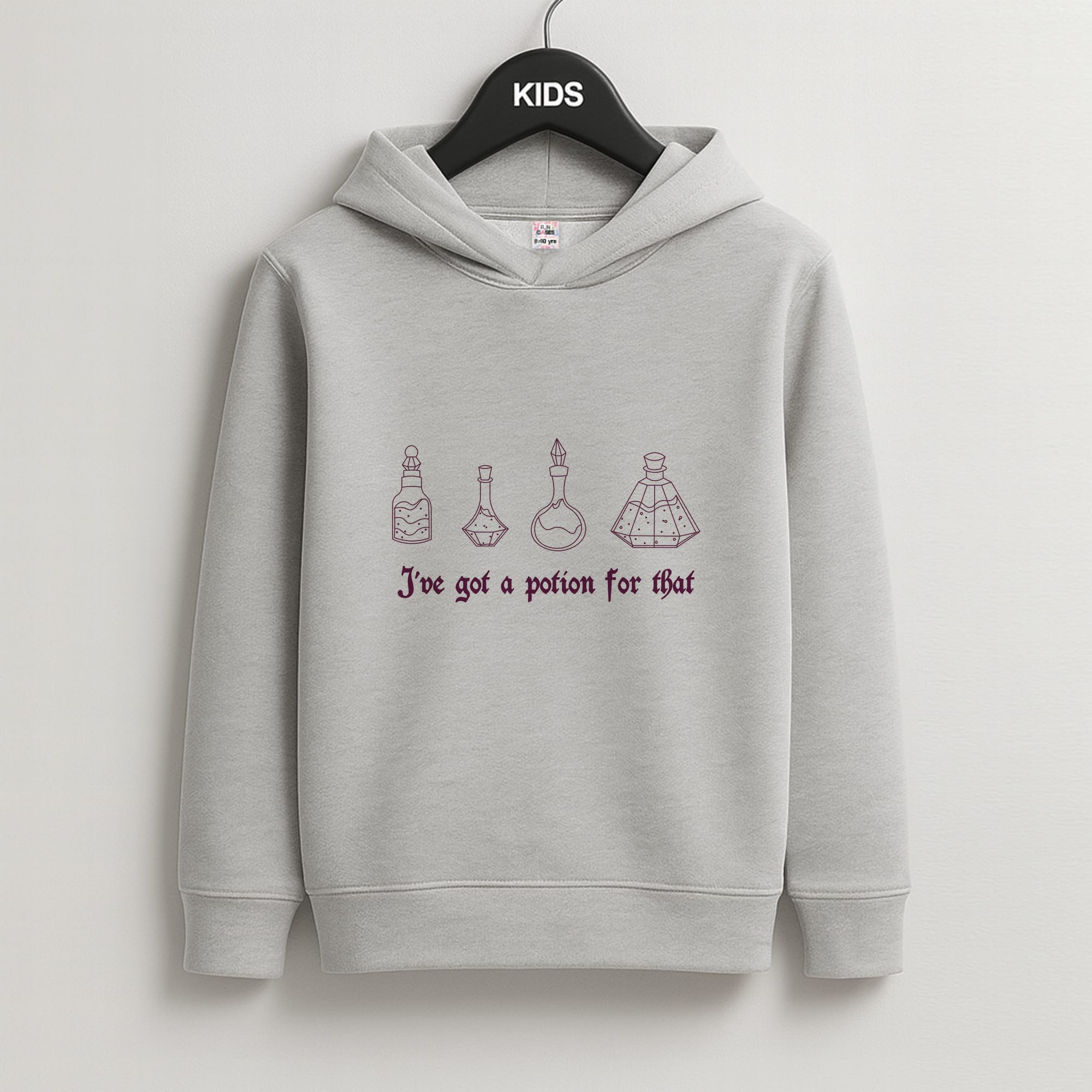 I've Got A Potion For You Dark Pink Kids Grey Hoodie