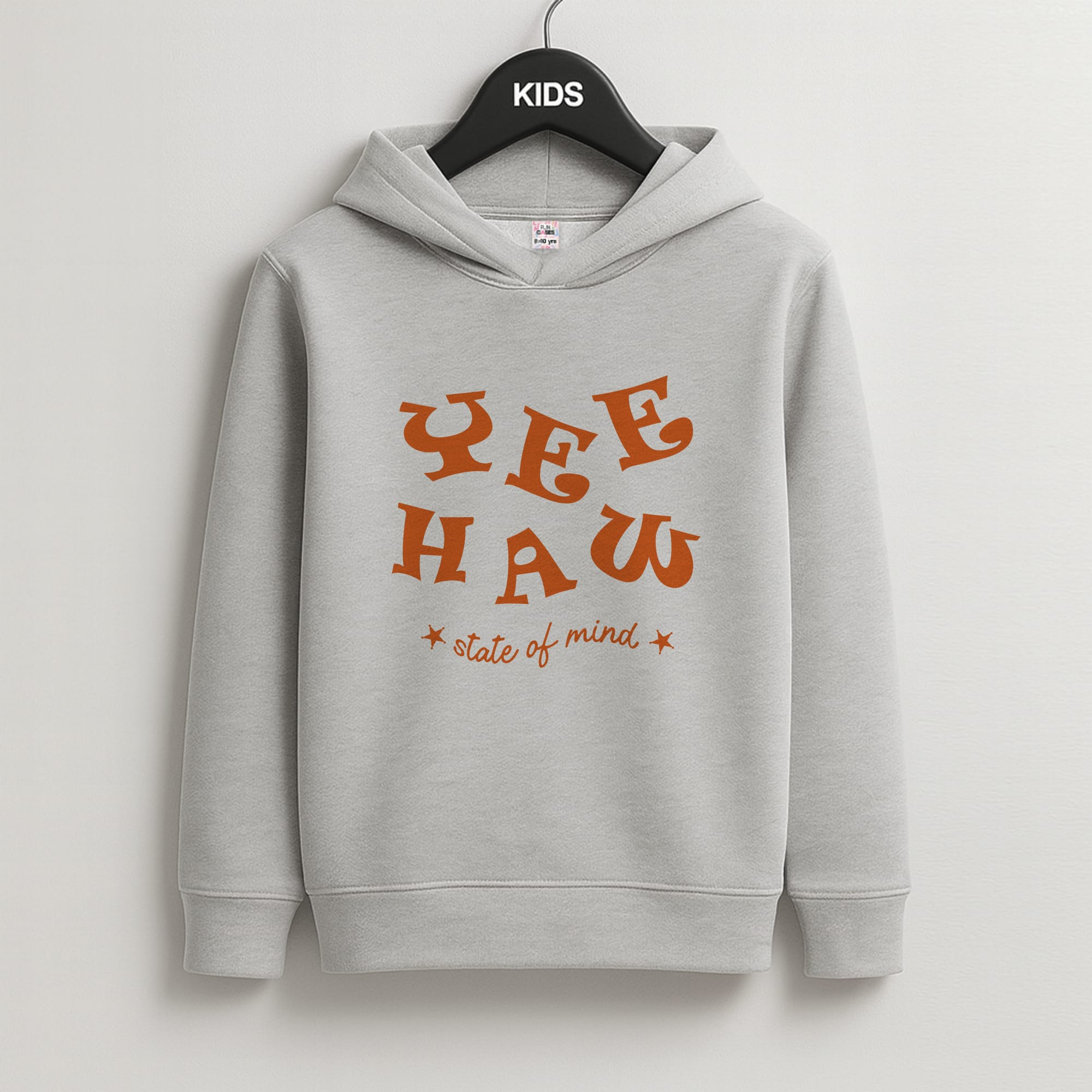 Yee-Haw State Of Mind Kids Grey Hoodie