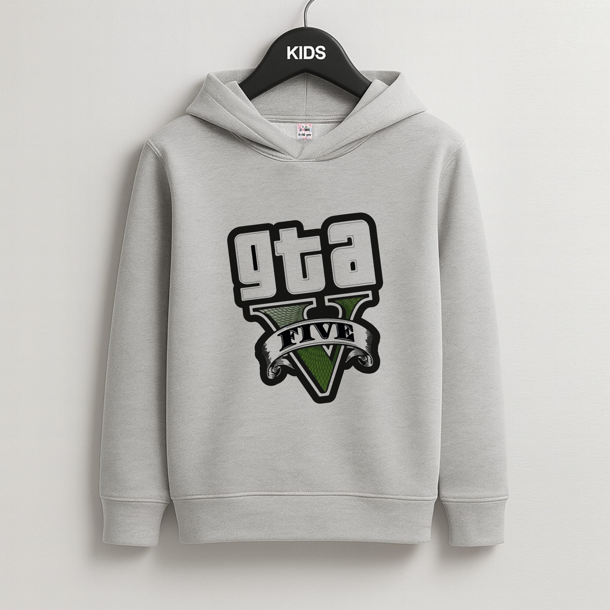 Green Five - Video Game Kids Grey Hoodie