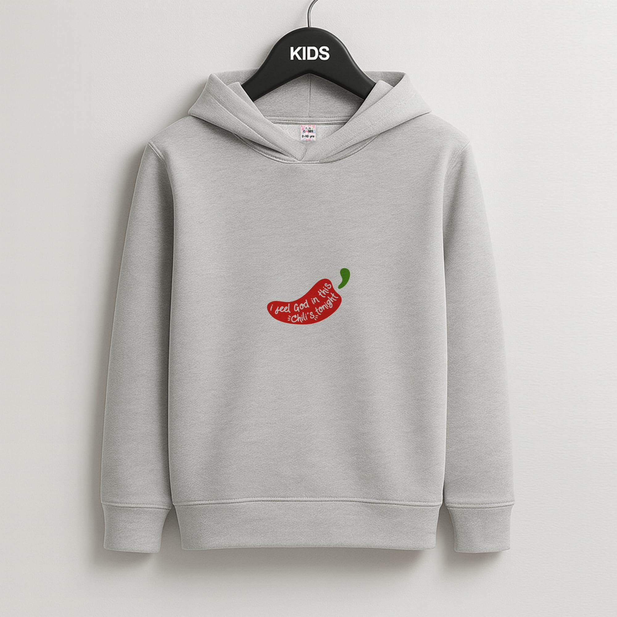 I Feel God In This Chilli's Tonight Kids Grey Hoodie
