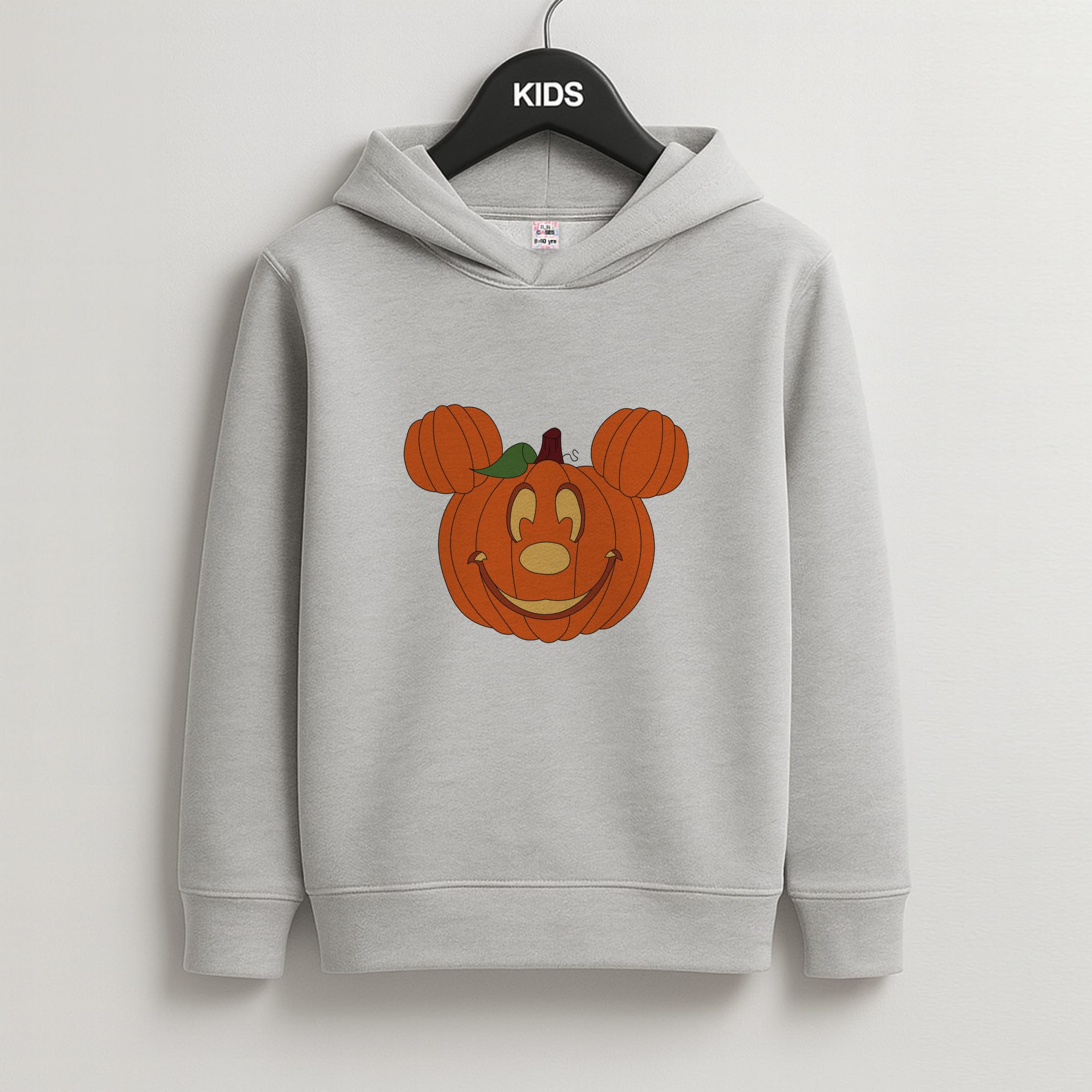 Mouse Pumpkin Halloween Kids Grey Hoodie
