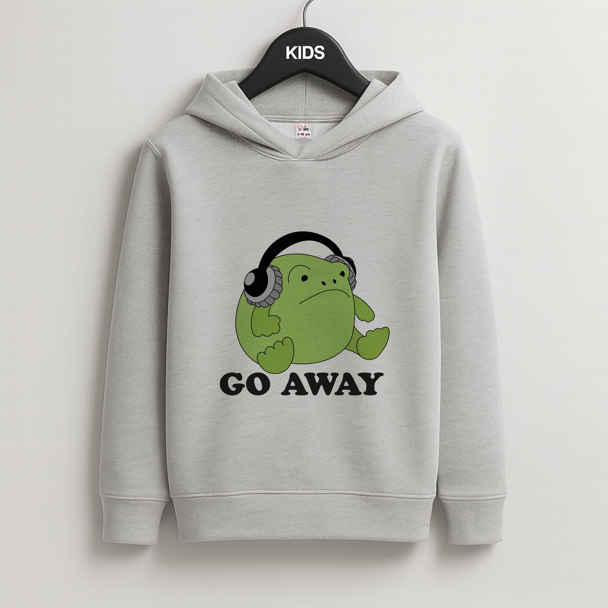 Go Away Grumpy Frog Kids Grey Hoodie
