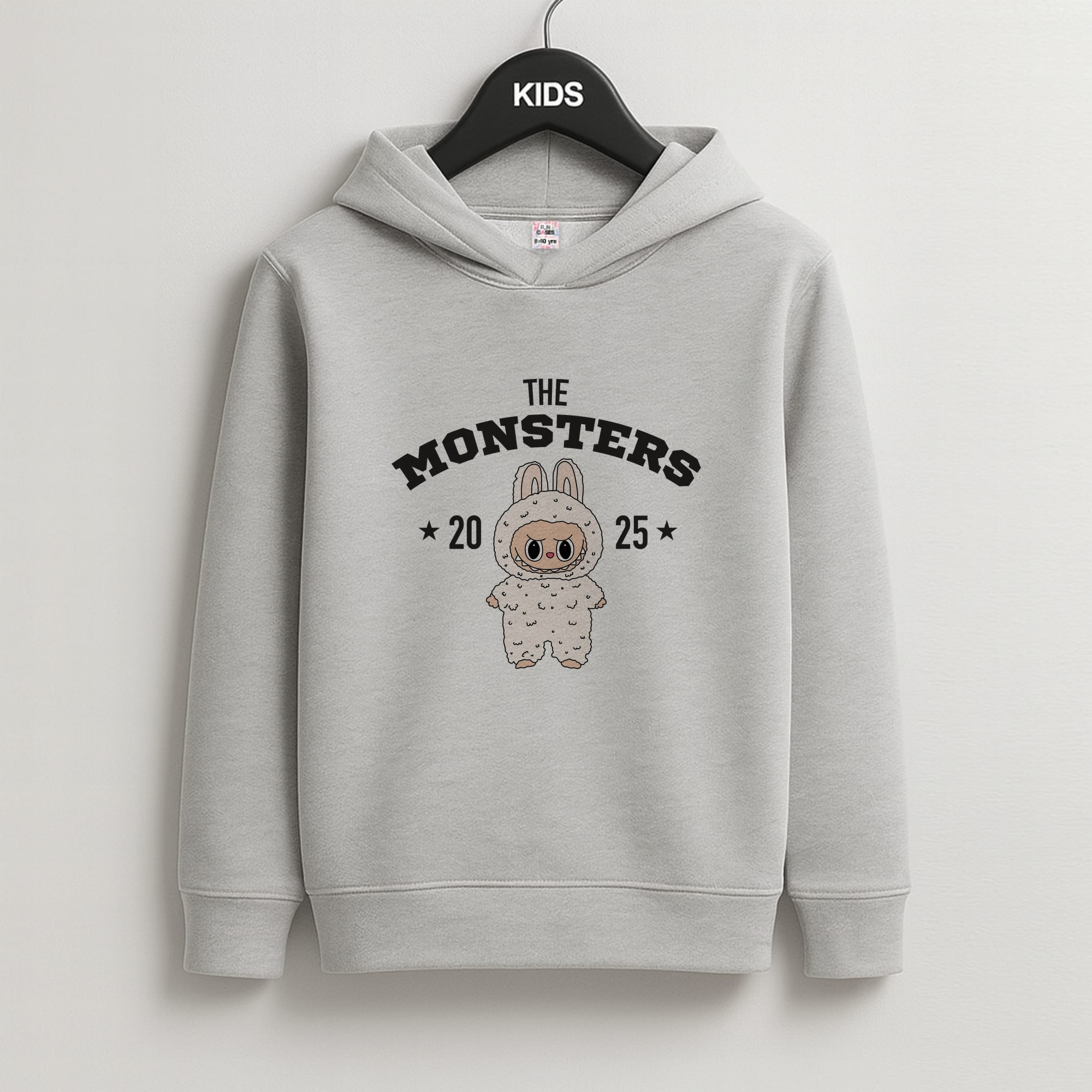 Cute Monster 2025 Pink Kids Grey Hoodie