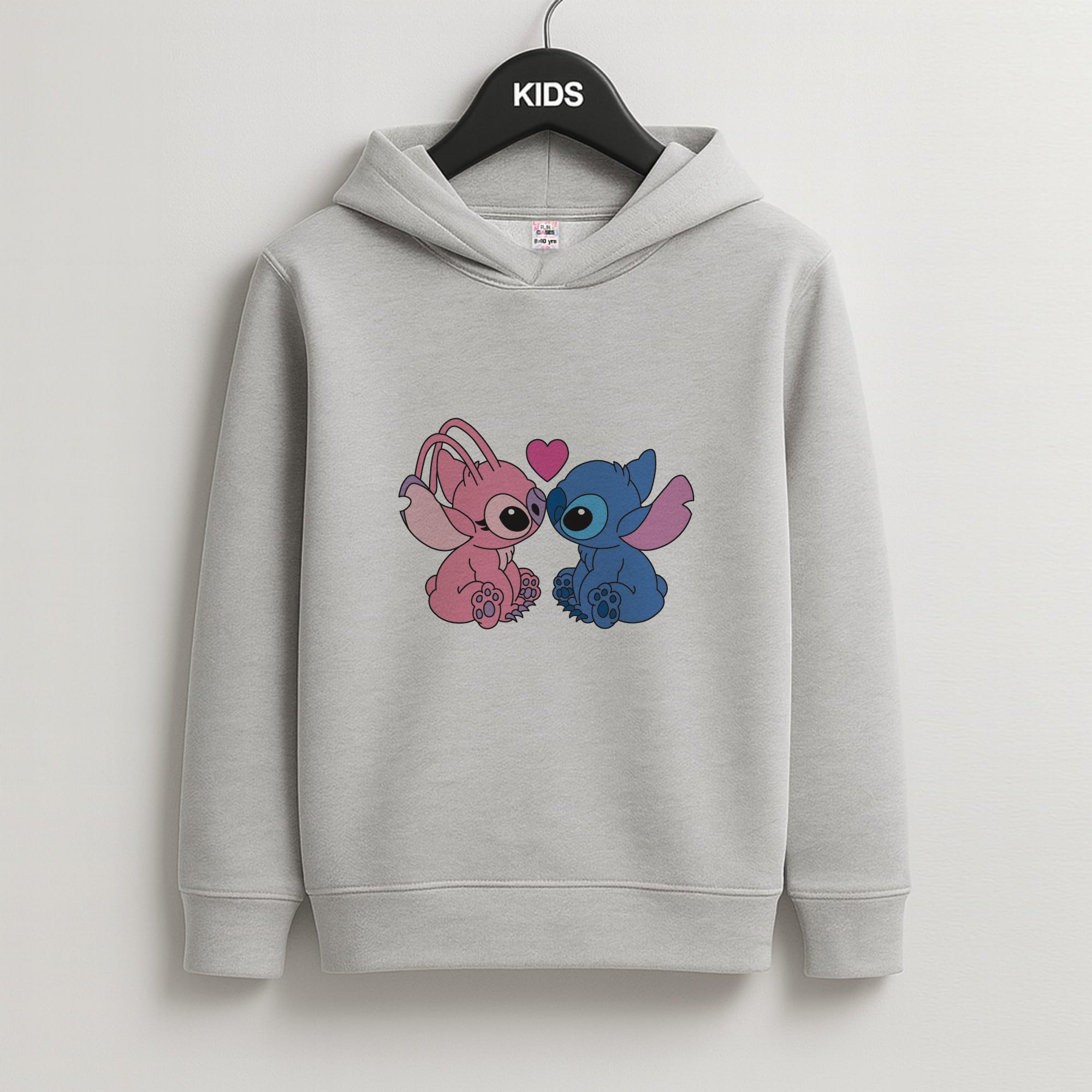 Angel And Blue Alien - Pink Alien Kids Grey Hoodie