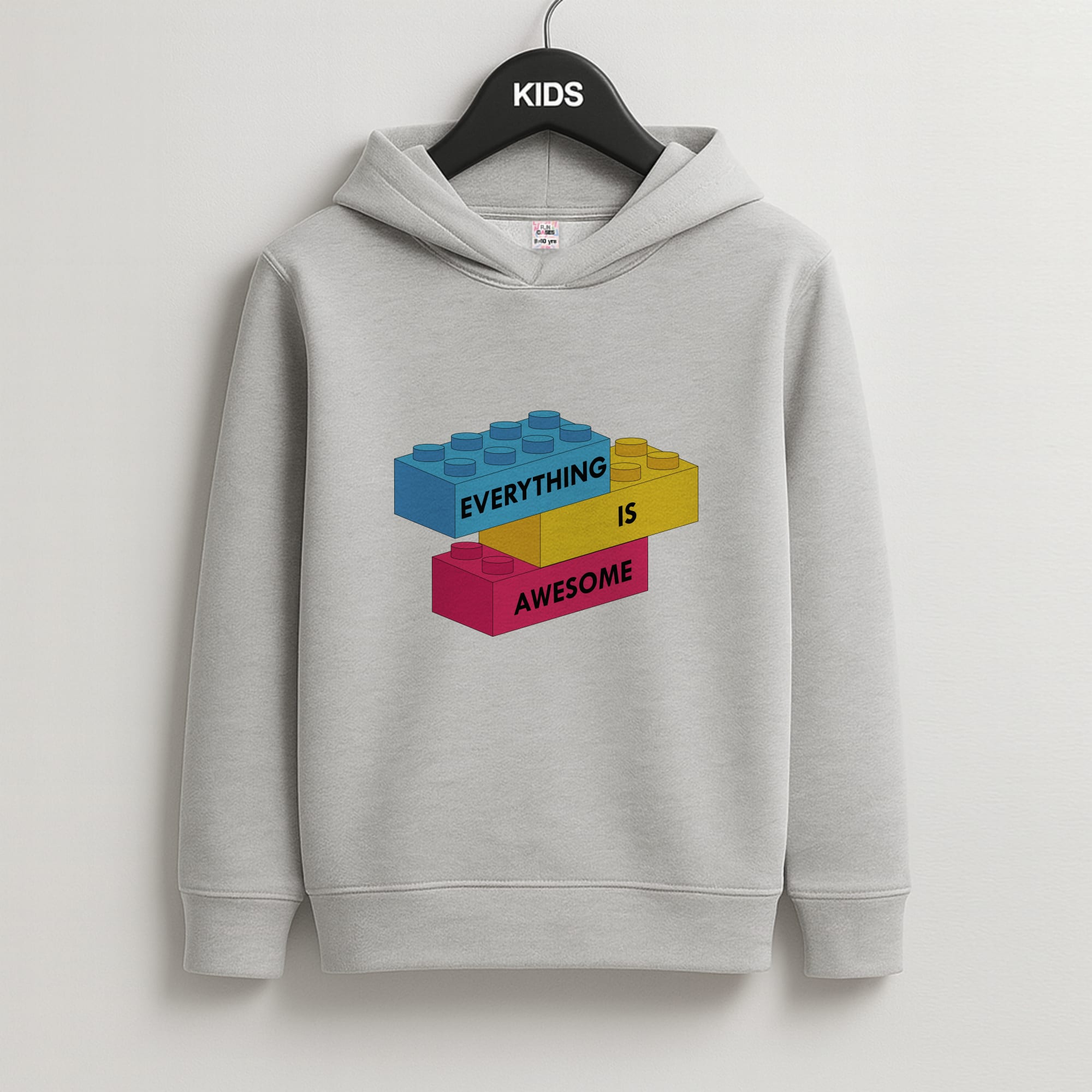 Everything Is Awesome Bricks Kids Grey Hoodie
